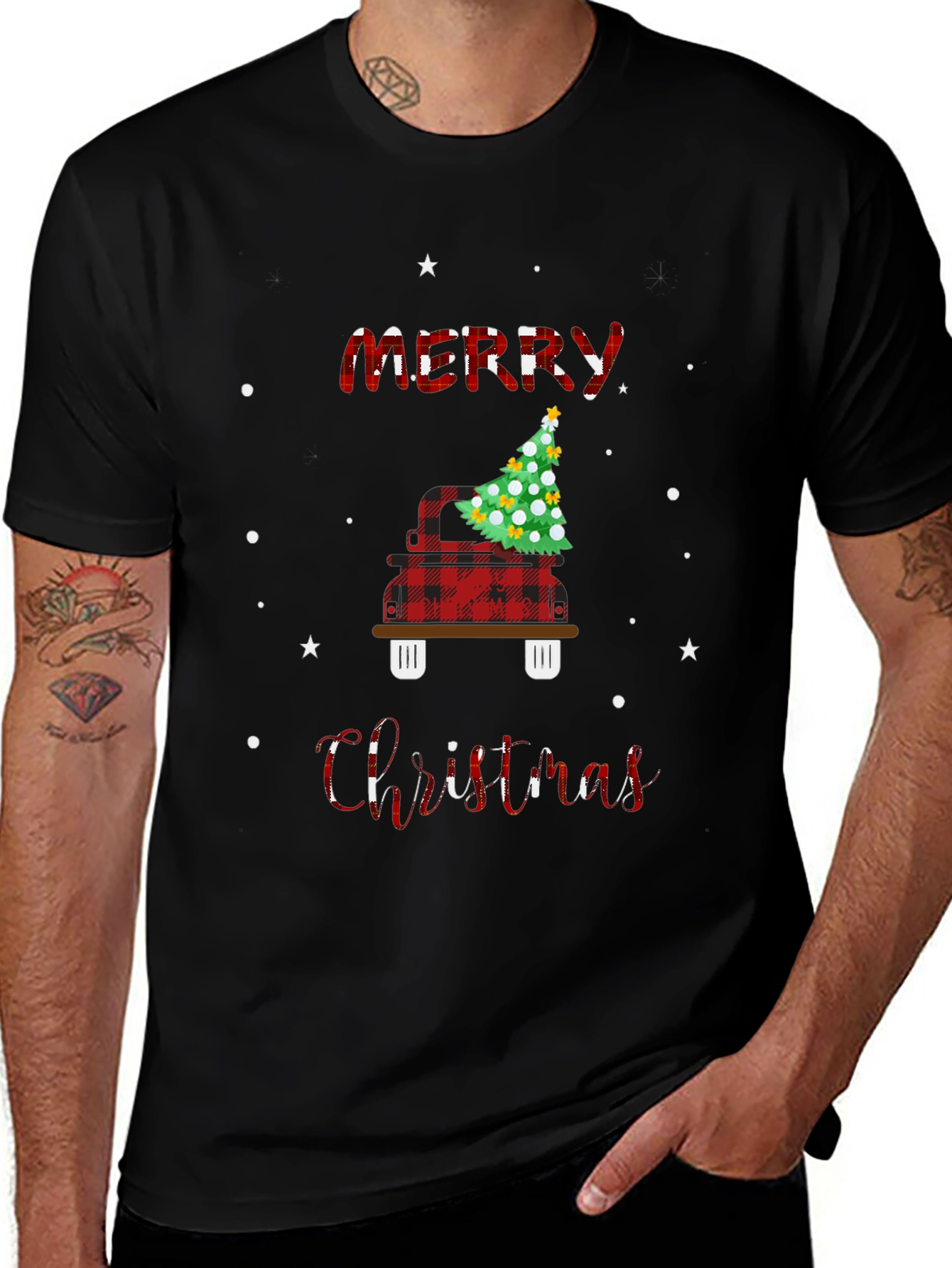 Plaid Christmas Truck T-Shirt