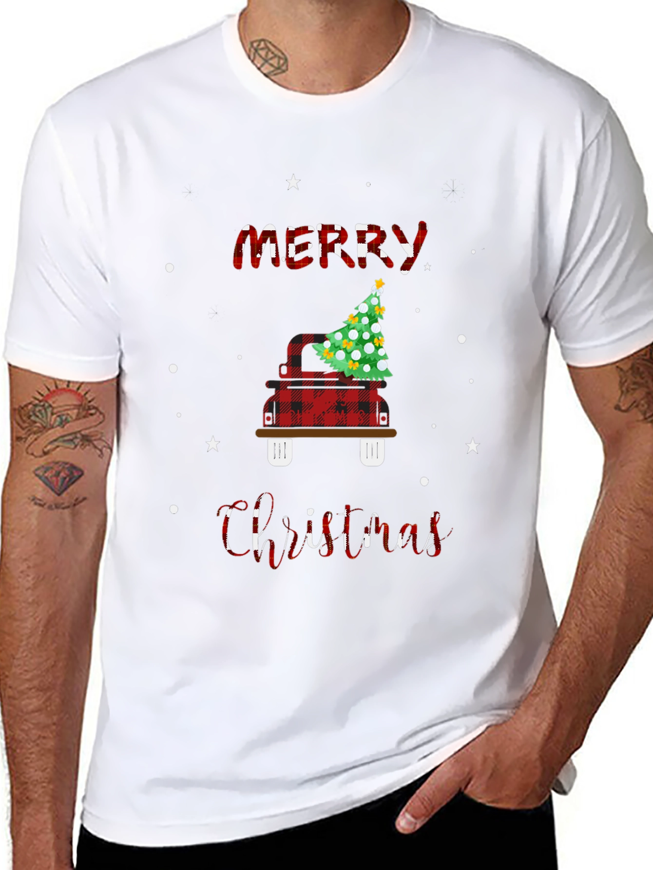 Plaid Christmas Truck T-Shirt