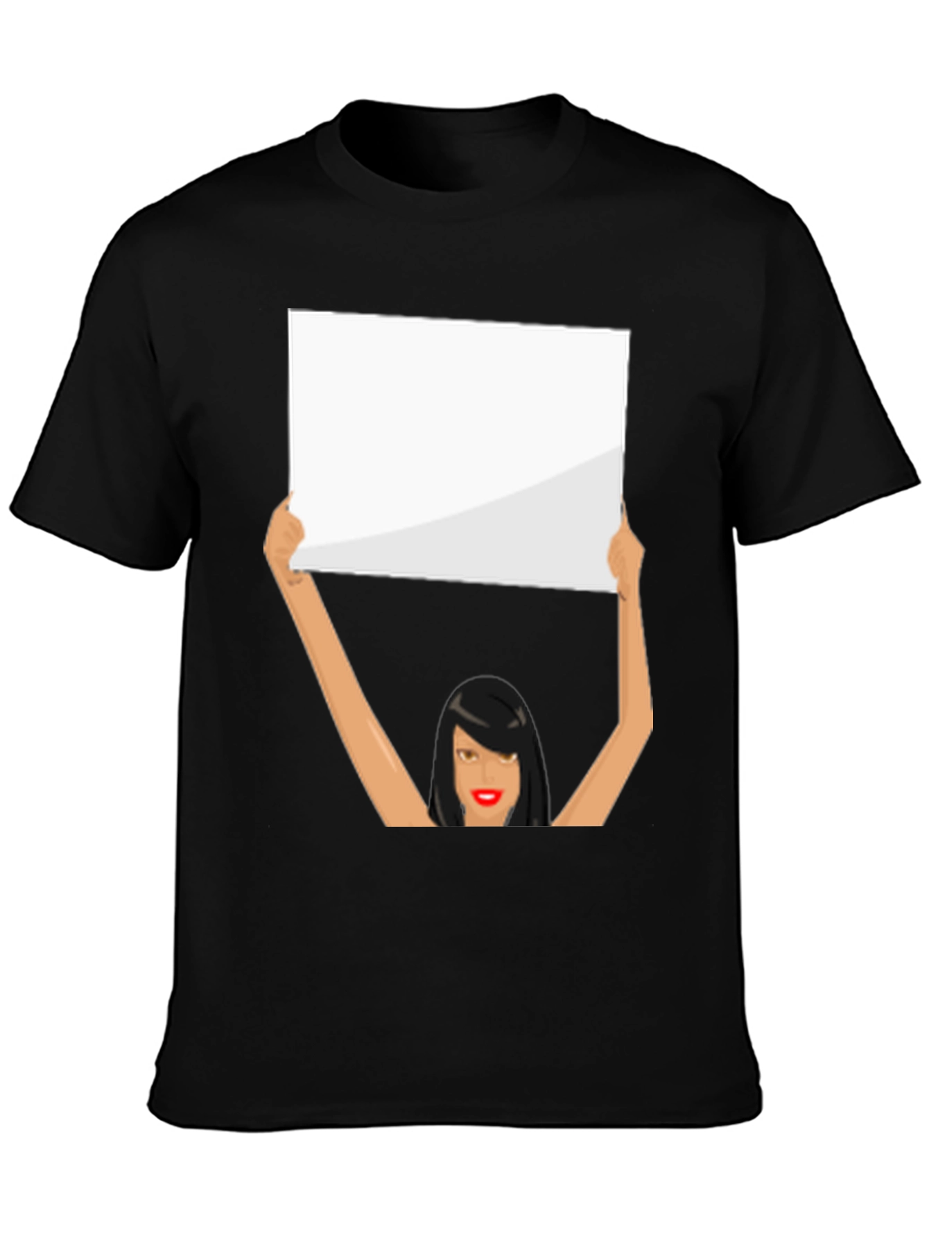 Novelty Graphic Tee: Woman Holding Sign