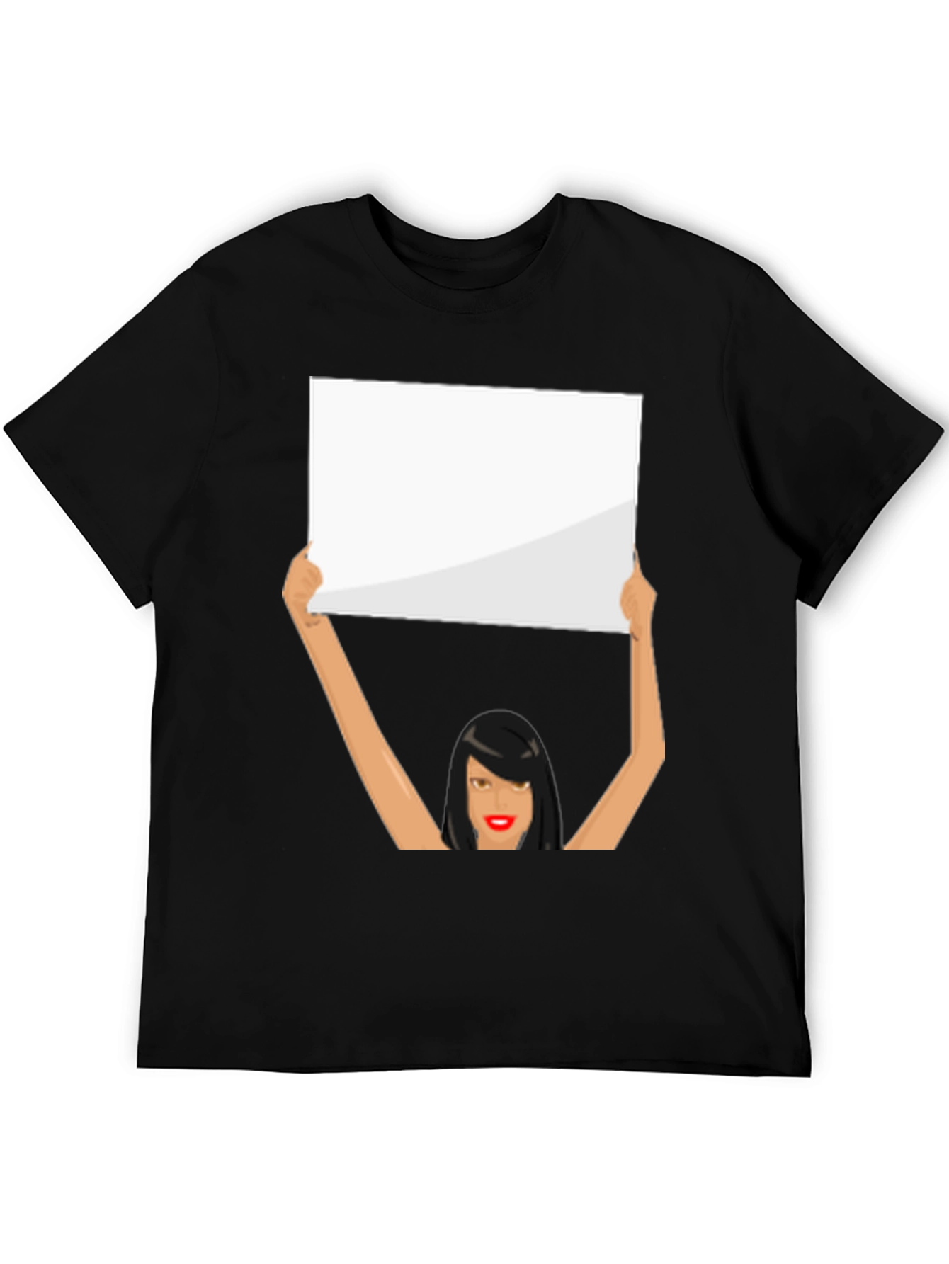 Novelty Graphic Tee: Woman Holding Sign