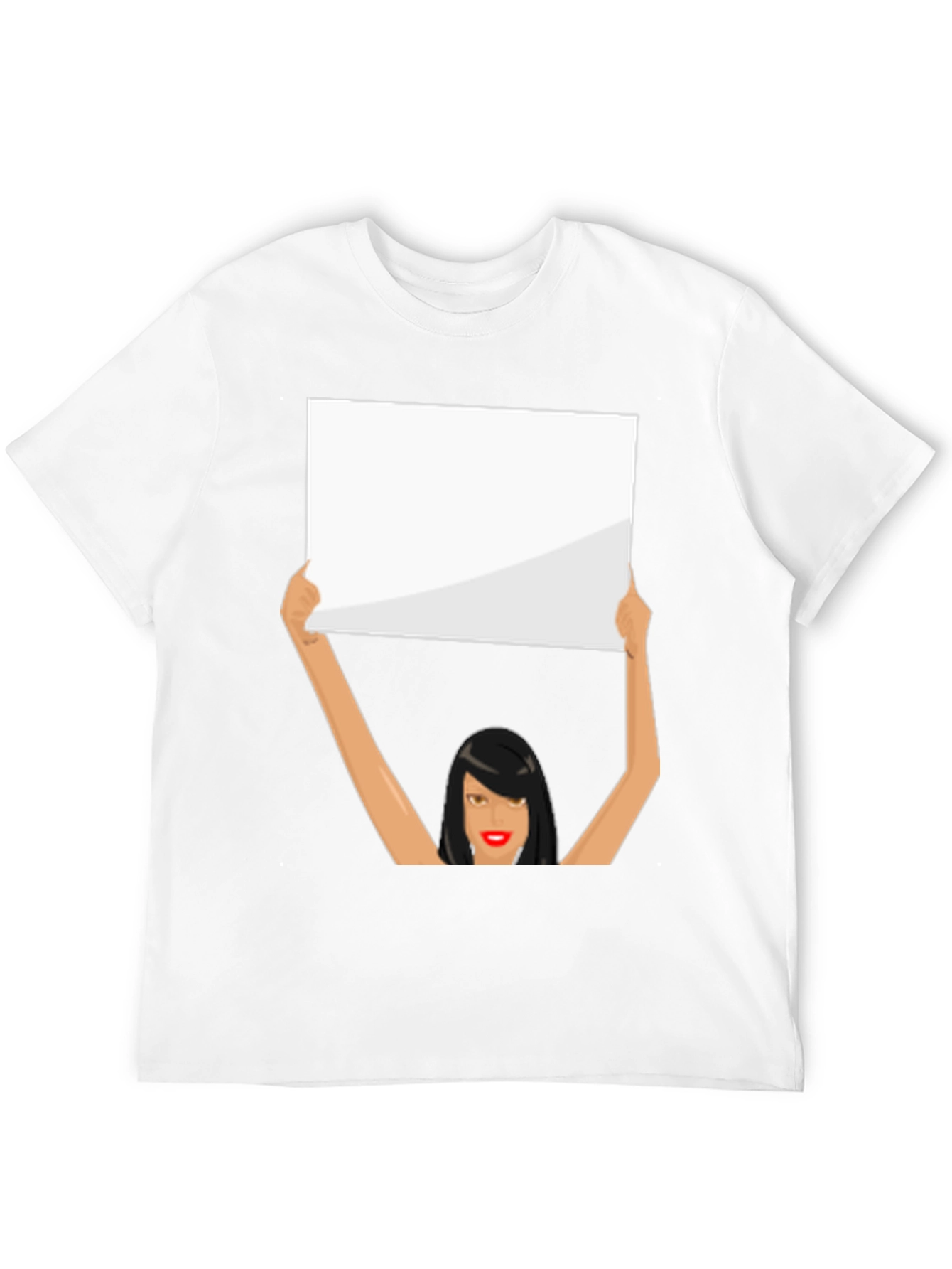 Novelty Graphic Tee: Woman Holding Sign