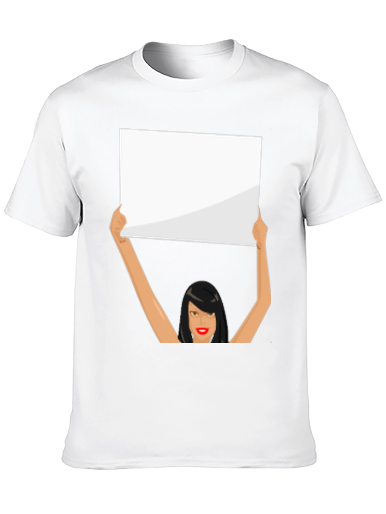 Novelty Graphic Tee: Woman Holding Sign