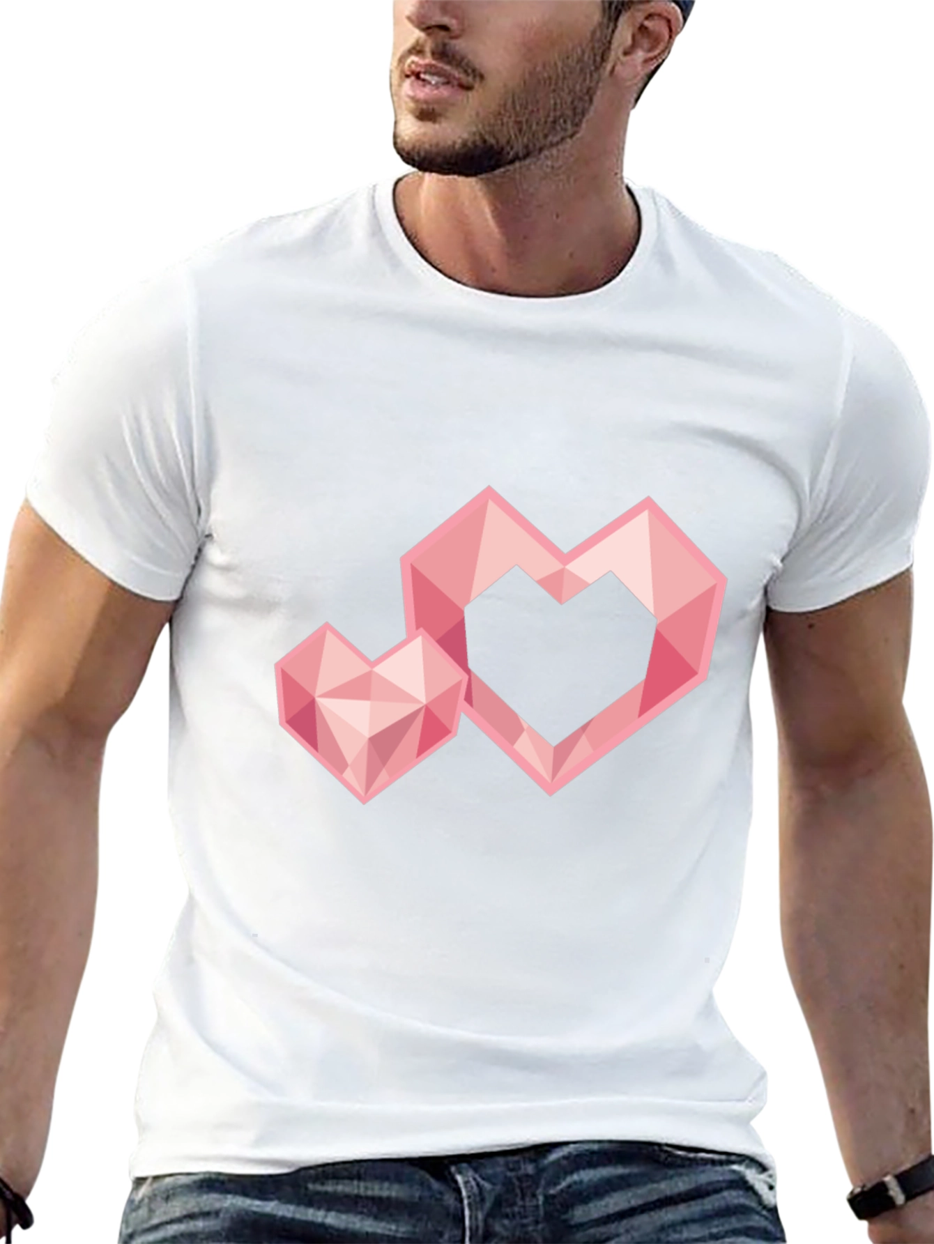 Geometric Heart Graphic Tee - Trendy Black T-Shirt