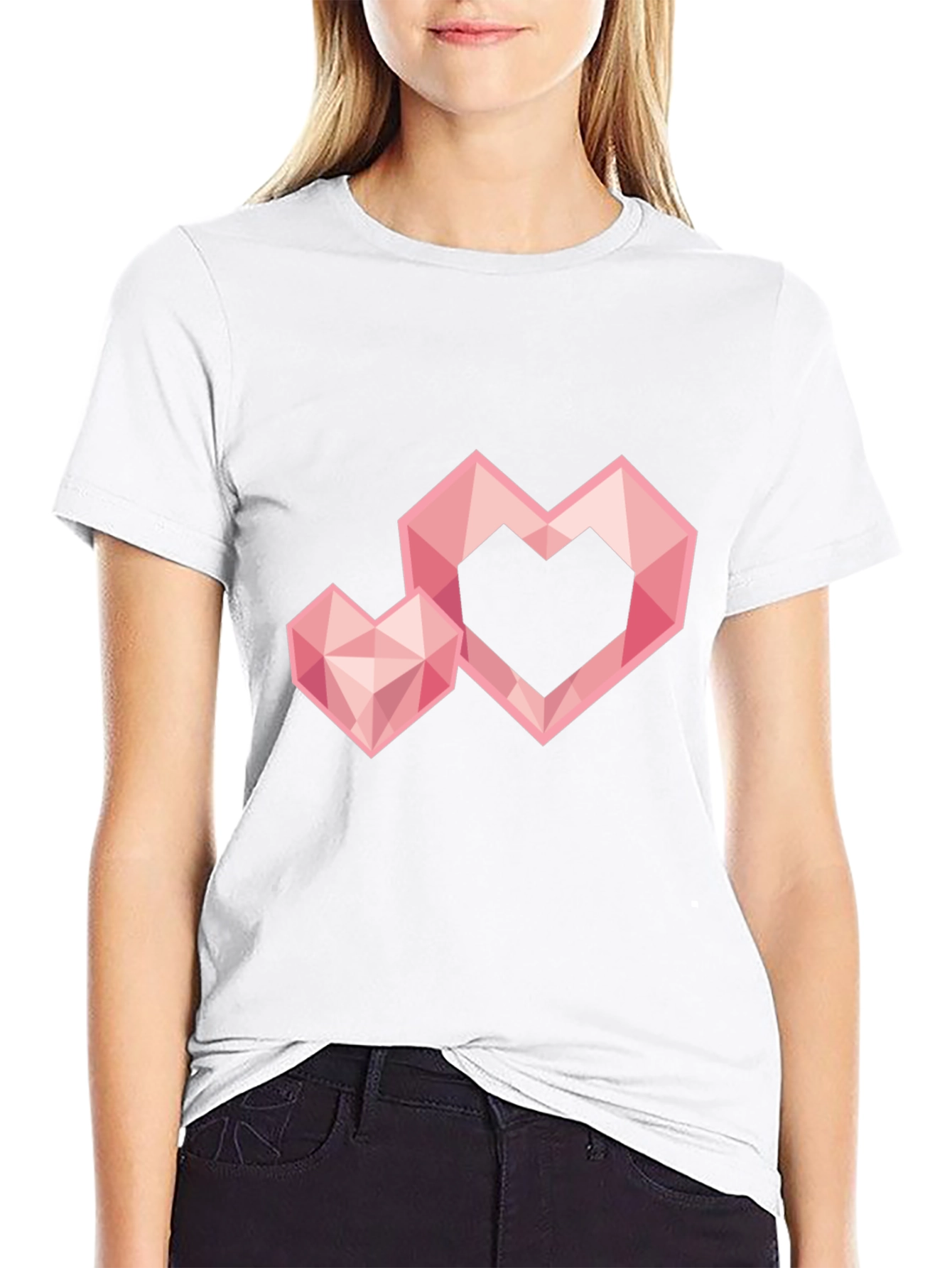 Geometric Heart Graphic Tee - Trendy Black T-Shirt