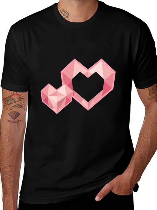 Geometric Heart Graphic Tee - Trendy Black T-Shirt