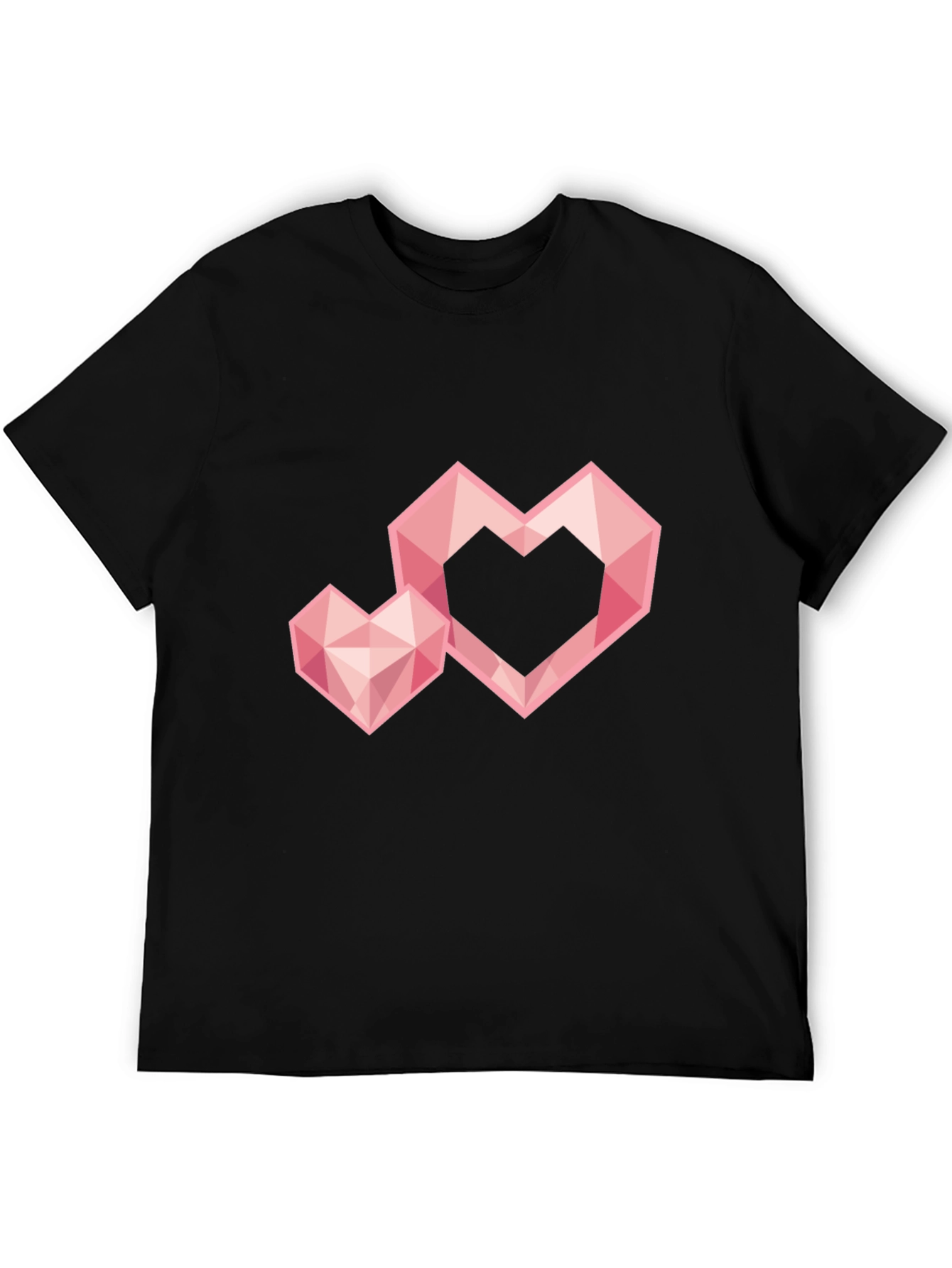 Geometric Heart Graphic Tee - Trendy Black T-Shirt