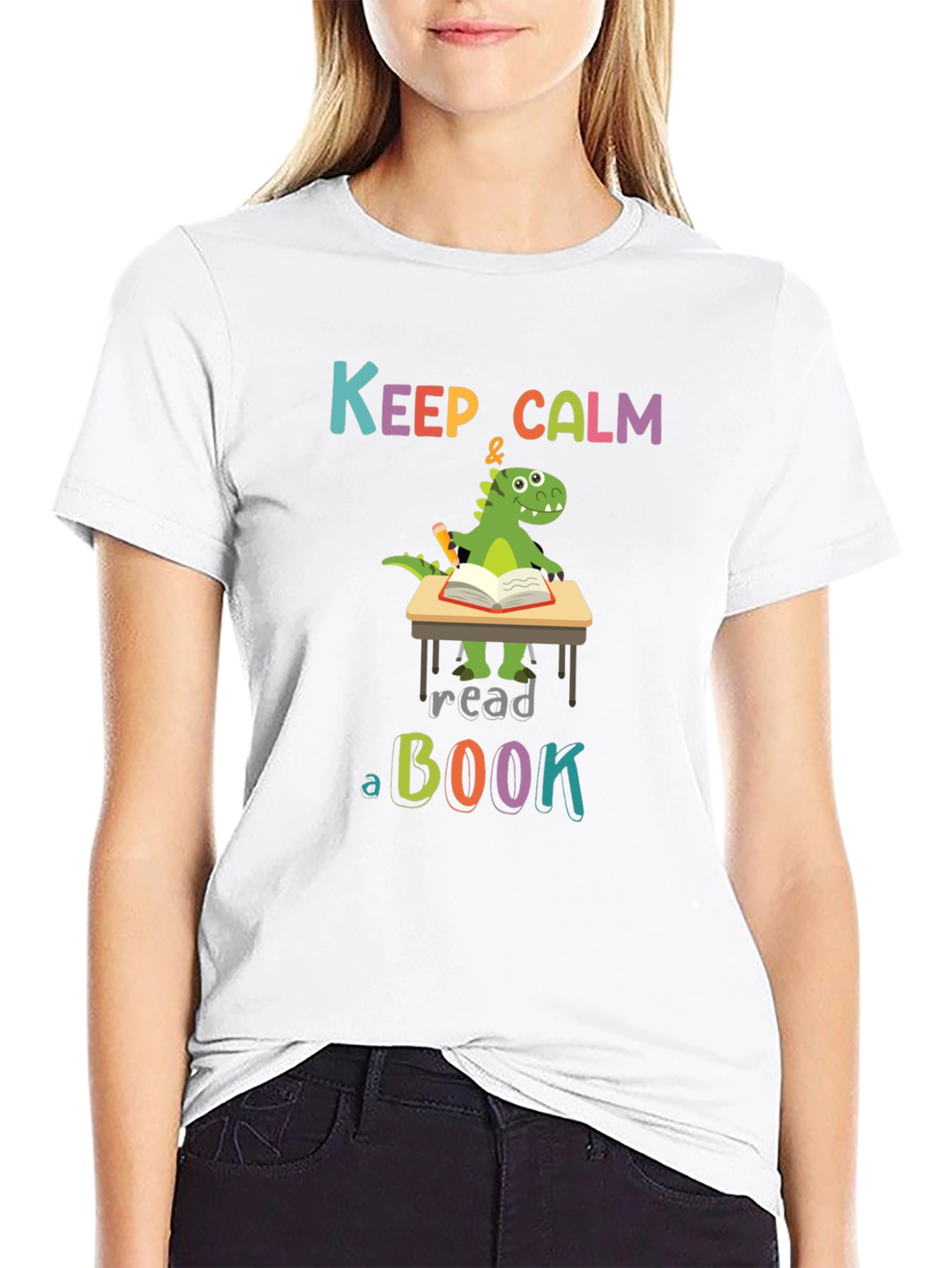 Keep Calm & Read a Book Dinosaur T-Shirt