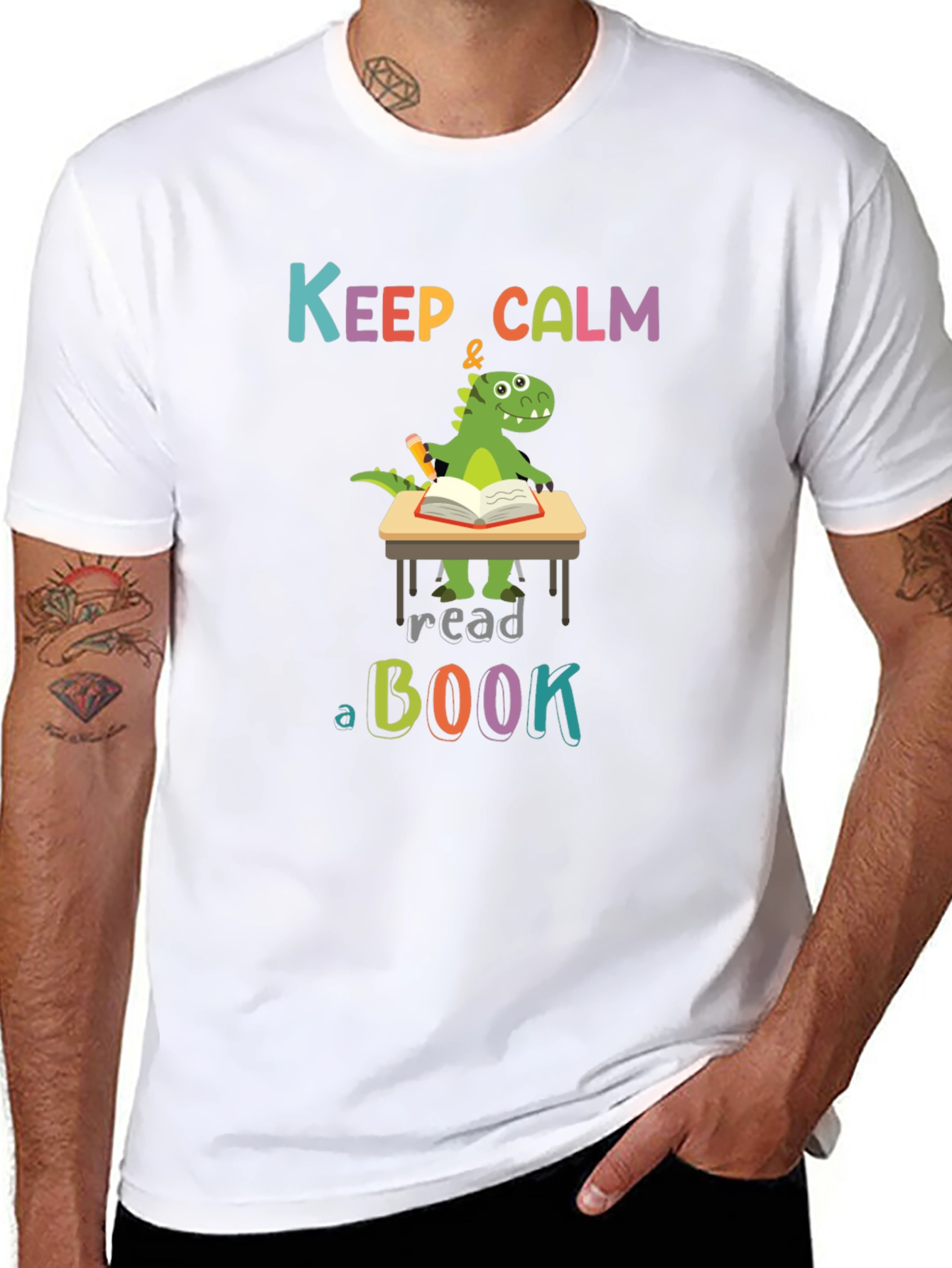 Keep Calm & Read a Book Dinosaur T-Shirt