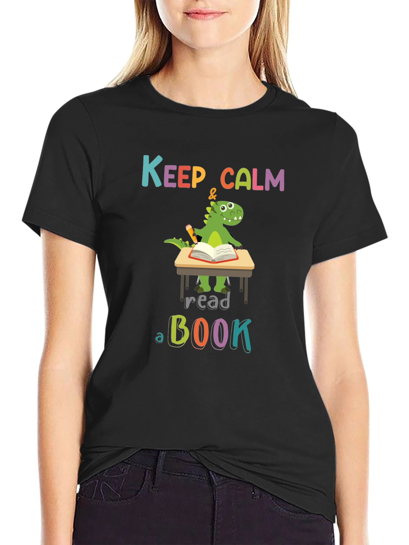 Keep Calm & Read a Book Dinosaur T-Shirt