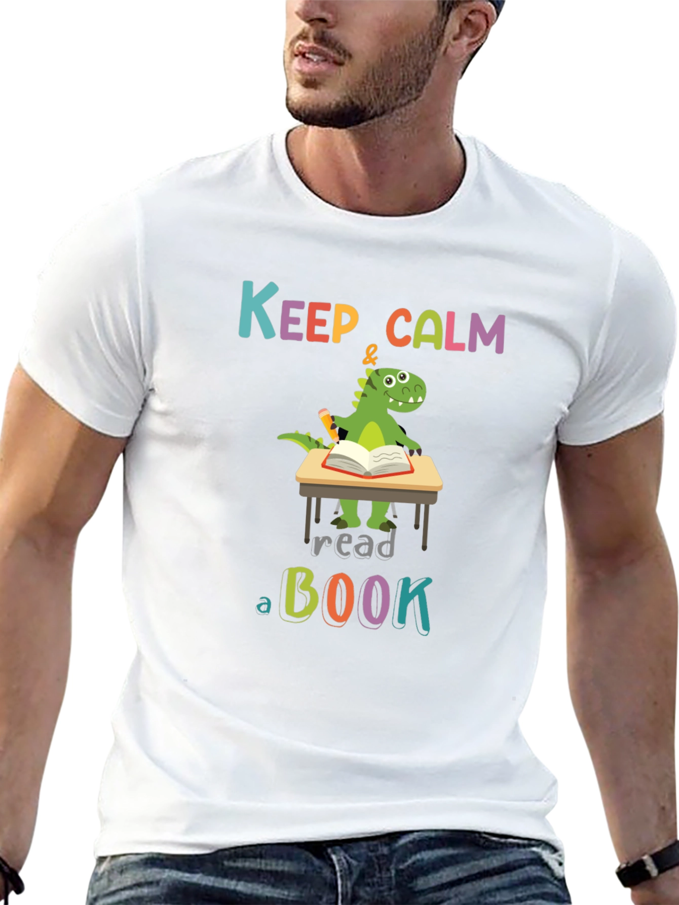 Keep Calm & Read a Book Dinosaur T-Shirt