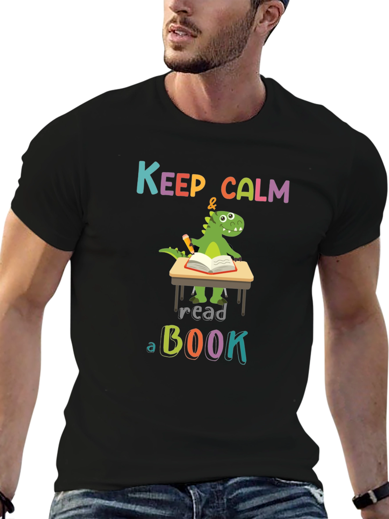 Keep Calm & Read a Book Dinosaur T-Shirt