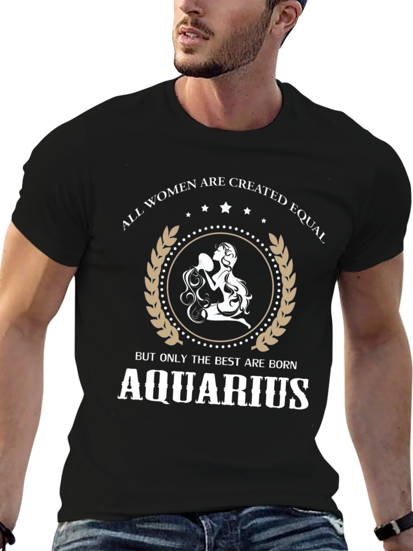 Aquarius Zodiac Womens Graphic Tee - Black