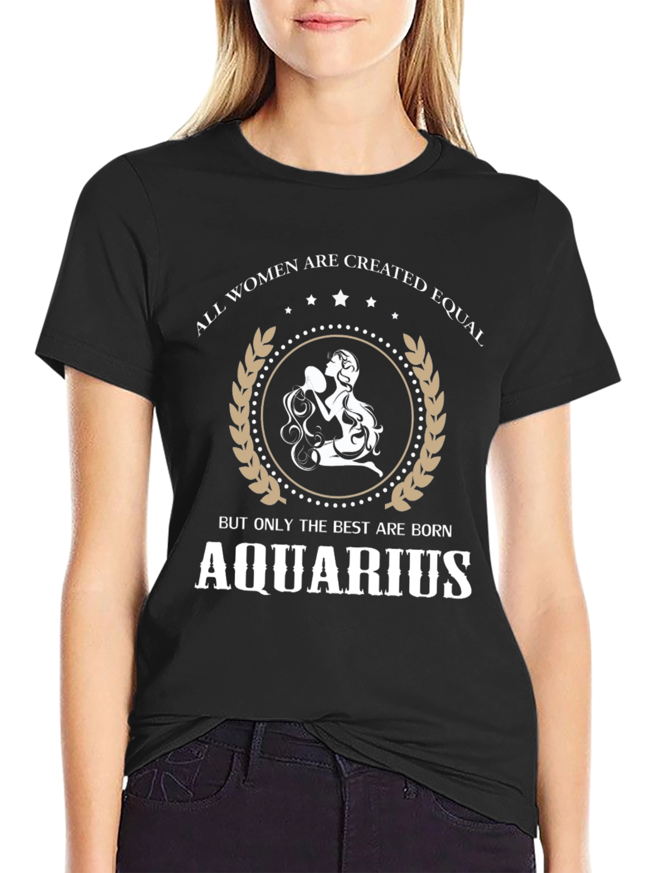 Aquarius Zodiac Womens Graphic Tee - Black