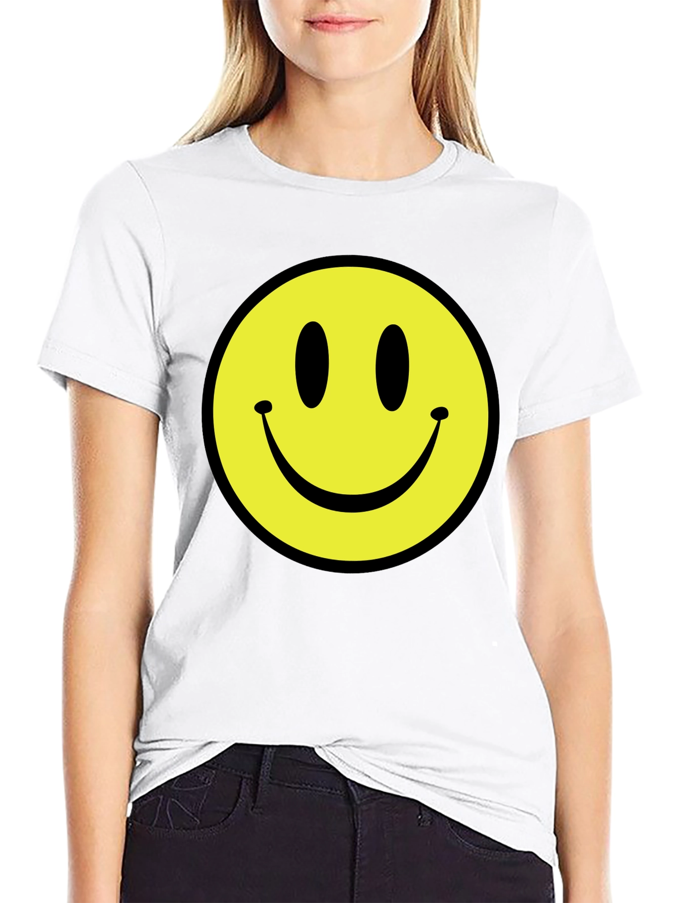 Smiley Face Black T-Shirt - Happy Graphic Tee
