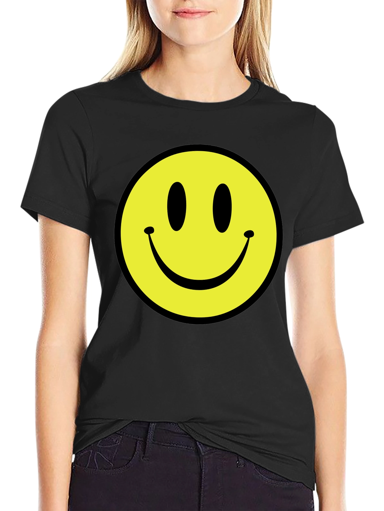 Smiley Face Black T-Shirt - Happy Graphic Tee