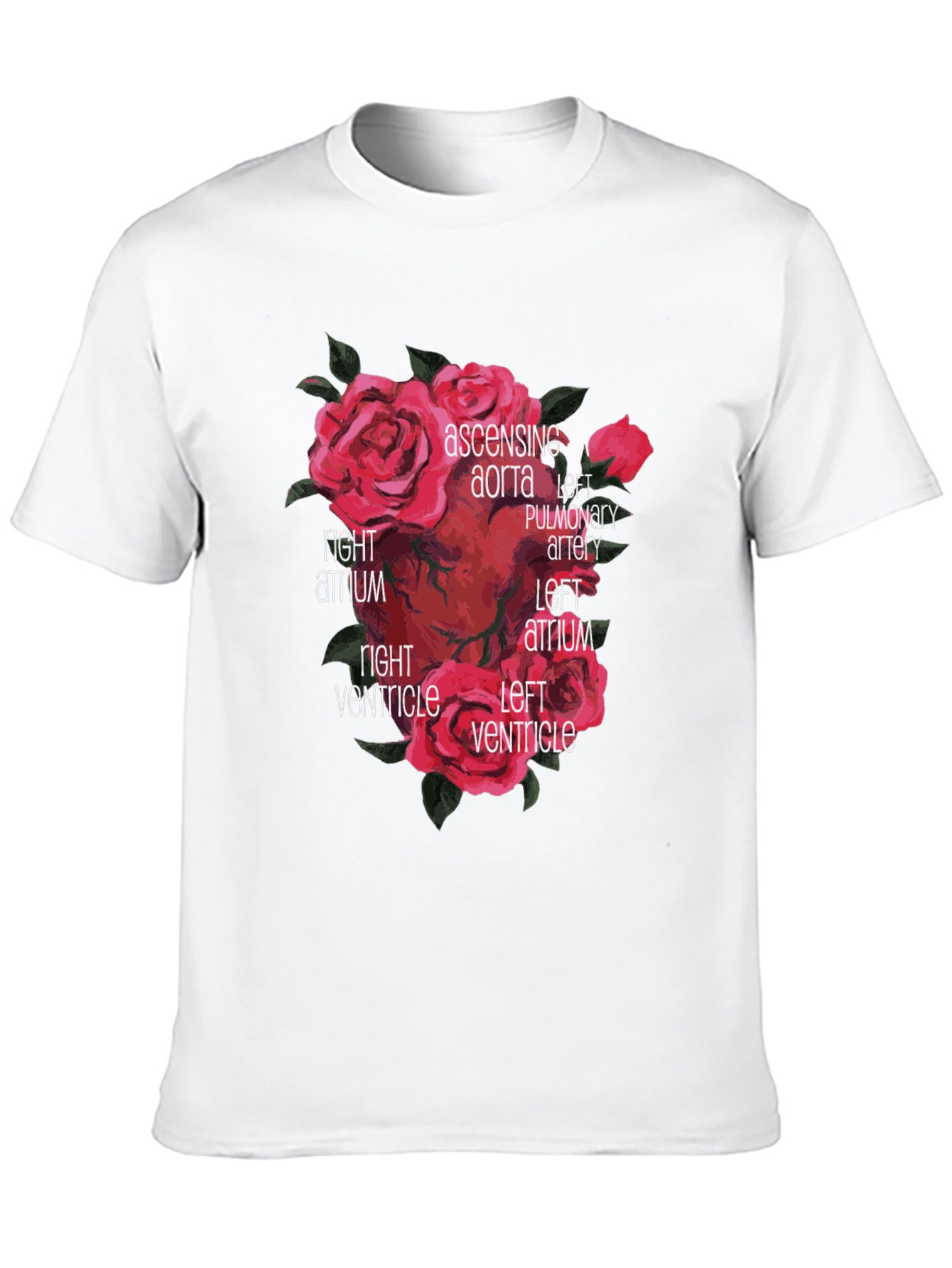 Anatomical Heart & Roses Graphic T-Shirt