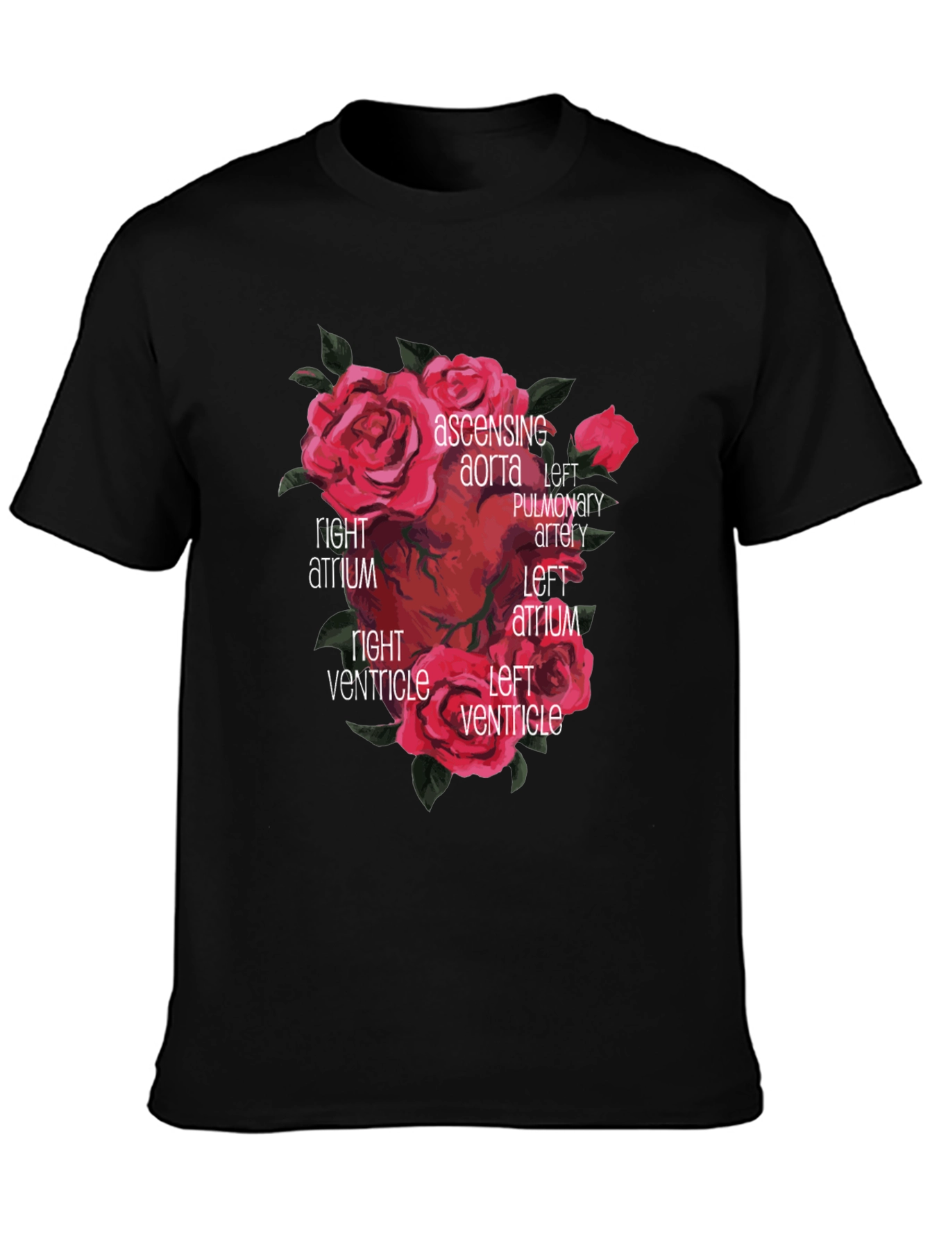 Anatomical Heart & Roses Graphic T-Shirt