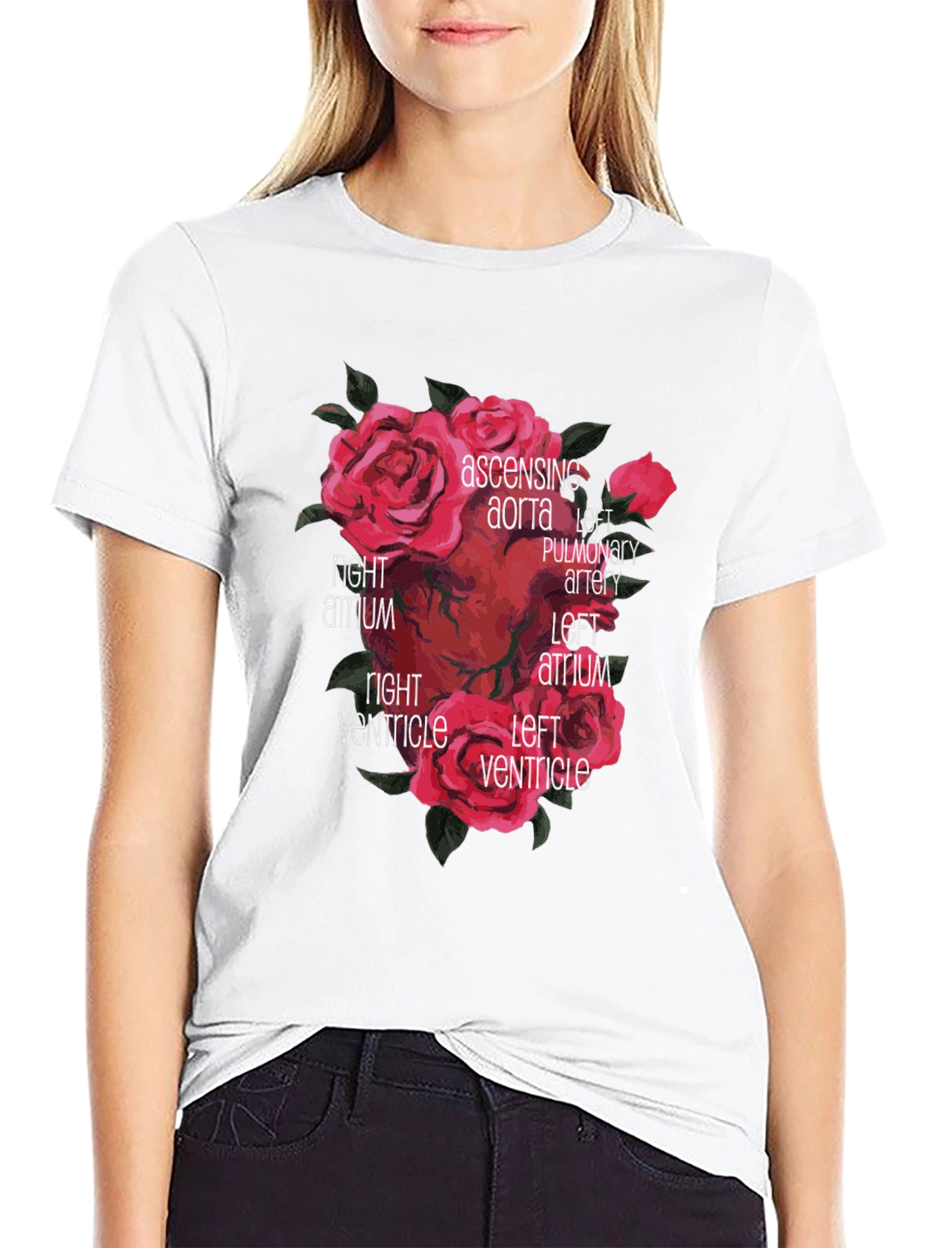 Anatomical Heart & Roses Graphic T-Shirt