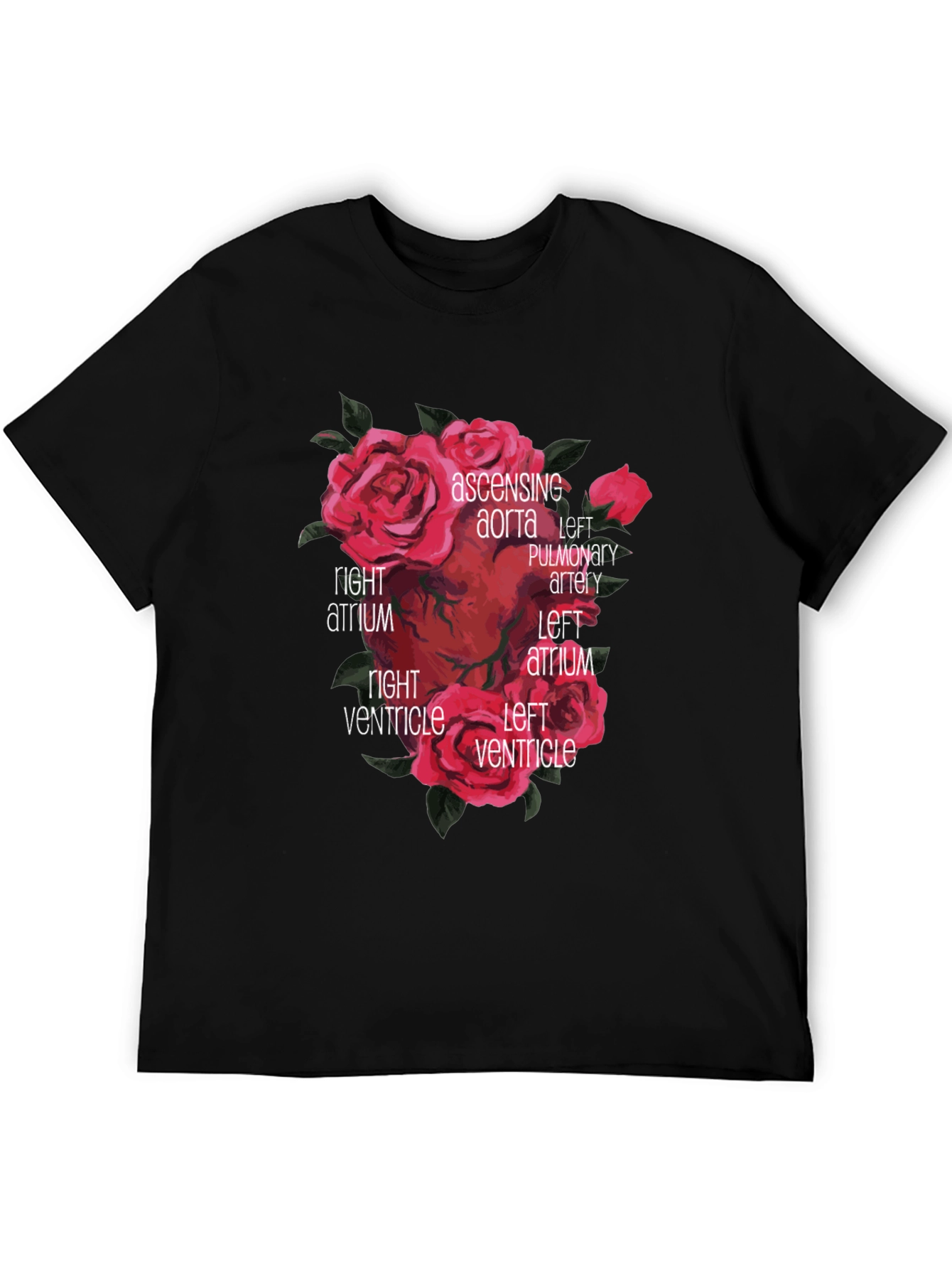 Anatomical Heart & Roses Graphic T-Shirt