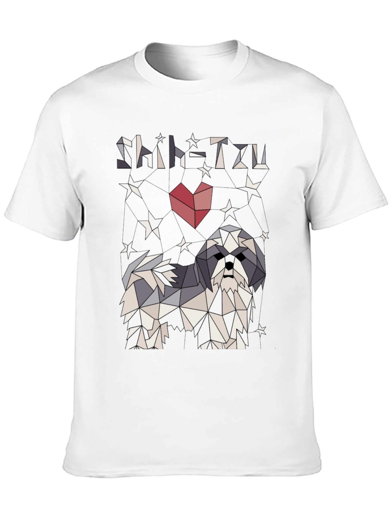 Shih Tzu Geometric Art Black T-Shirt