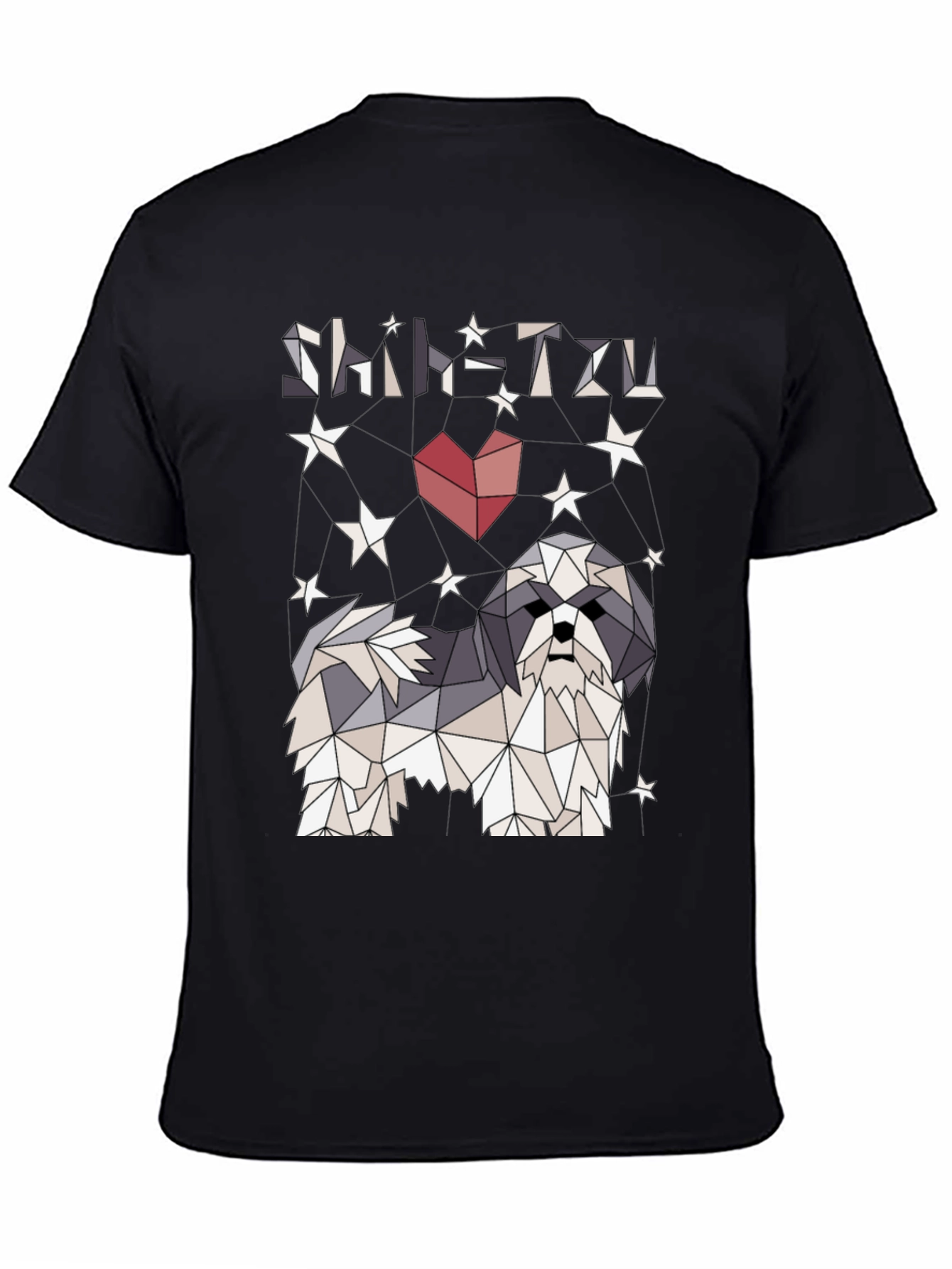 Shih Tzu Geometric Art Black T-Shirt