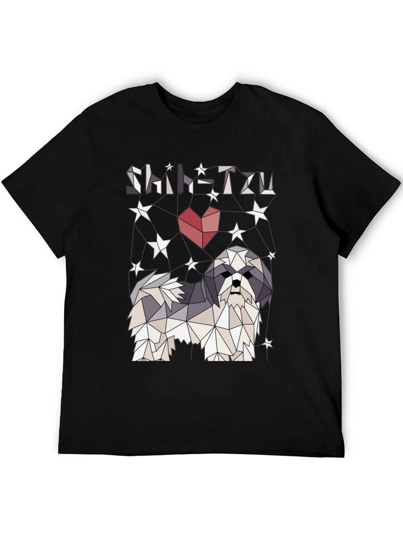 Shih Tzu Geometric Art Black T-Shirt