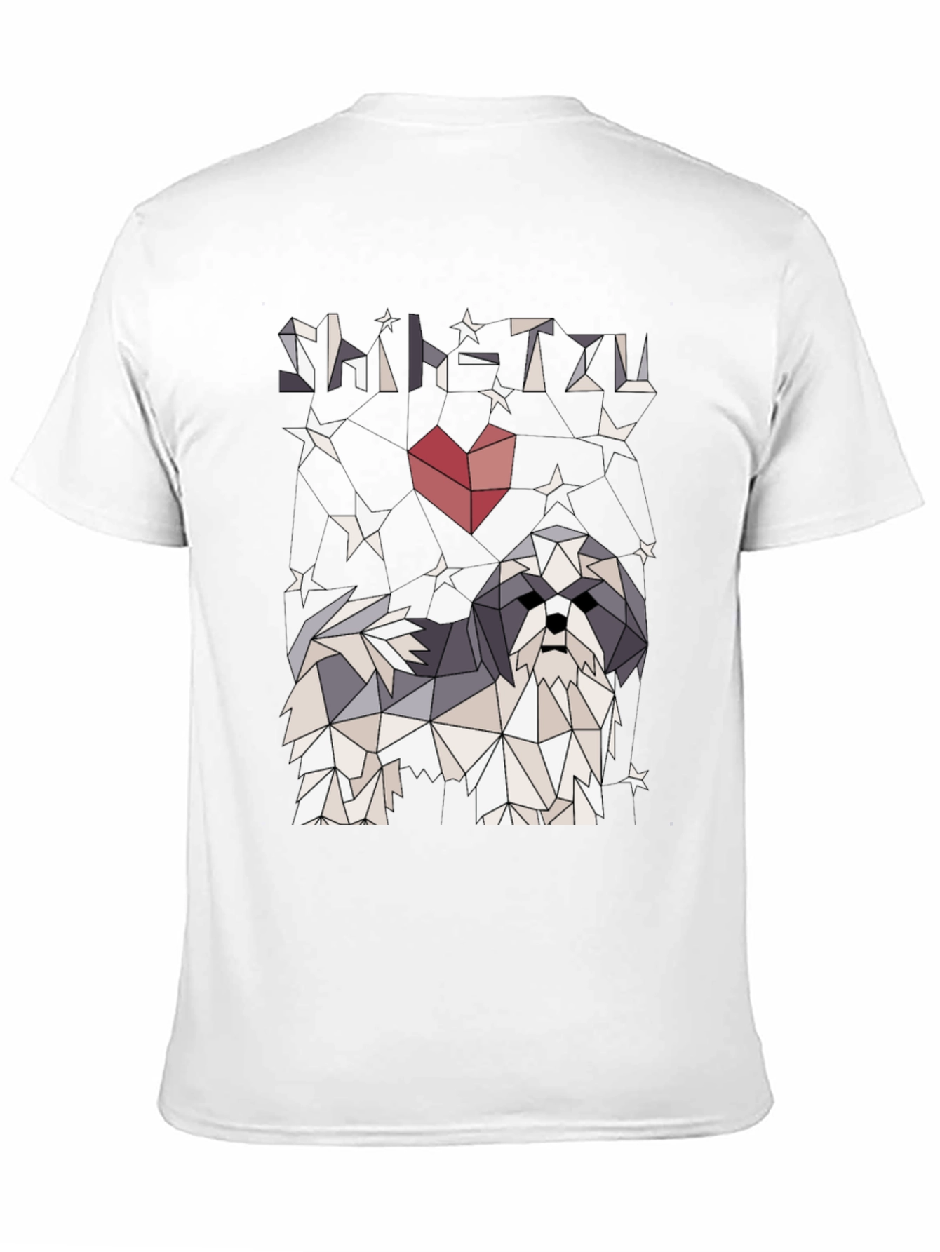 Shih Tzu Geometric Art Black T-Shirt
