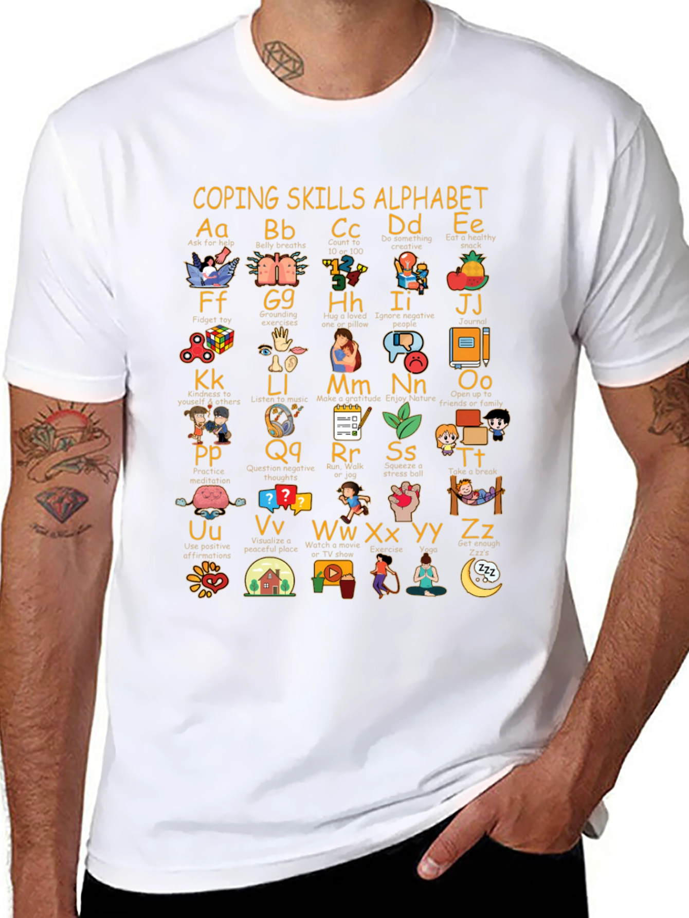 Coping Skills Alphabet Black T-Shirt