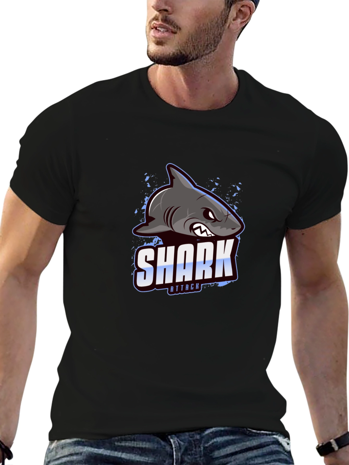 Shark Attack Graphic Print T-Shirt