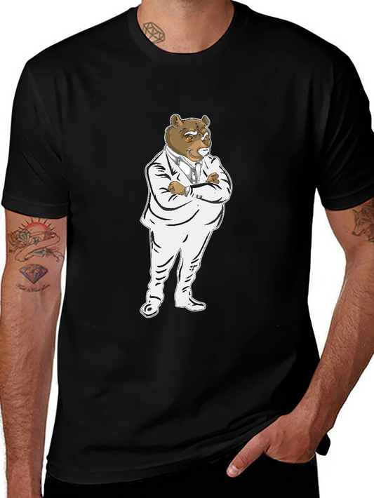 Bear Boss T-Shirt - Black Crew Neck Graphic Tee