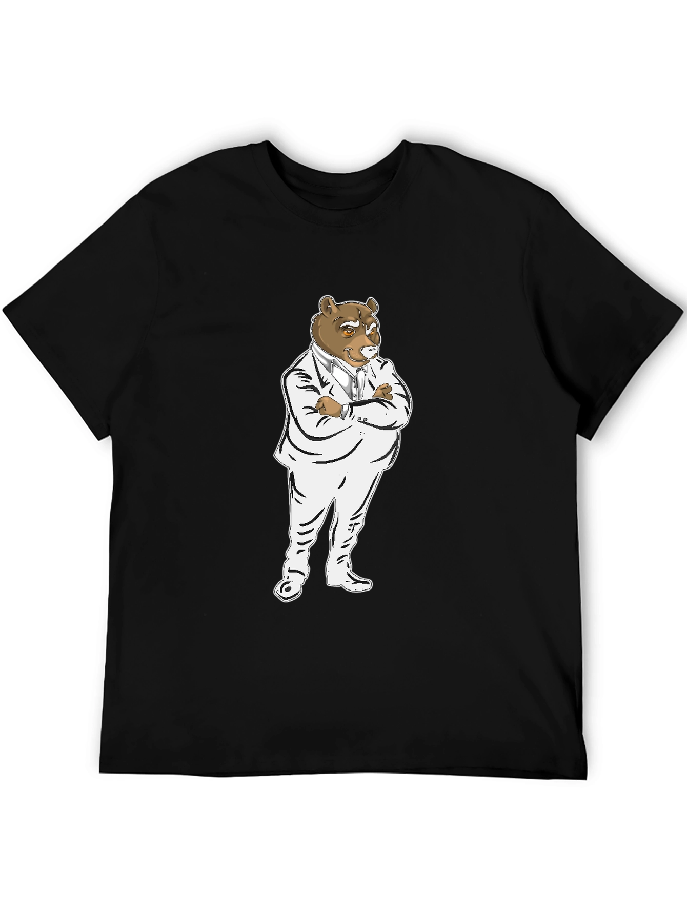 Bear Boss T-Shirt - Black Crew Neck Graphic Tee