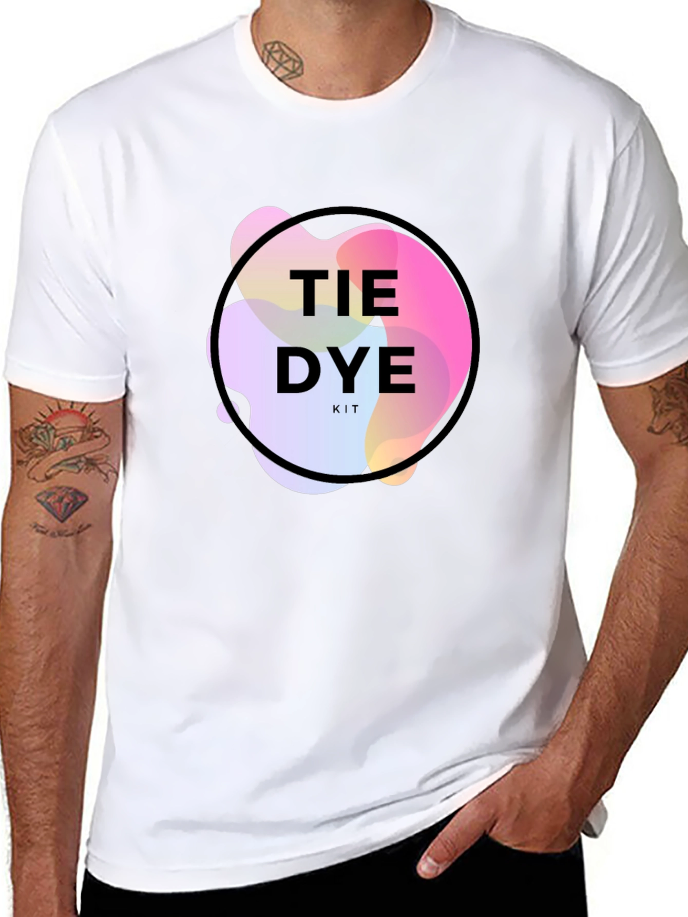 Tie Dye Kit Graphic Tee - Trendy Mens T-Shirt