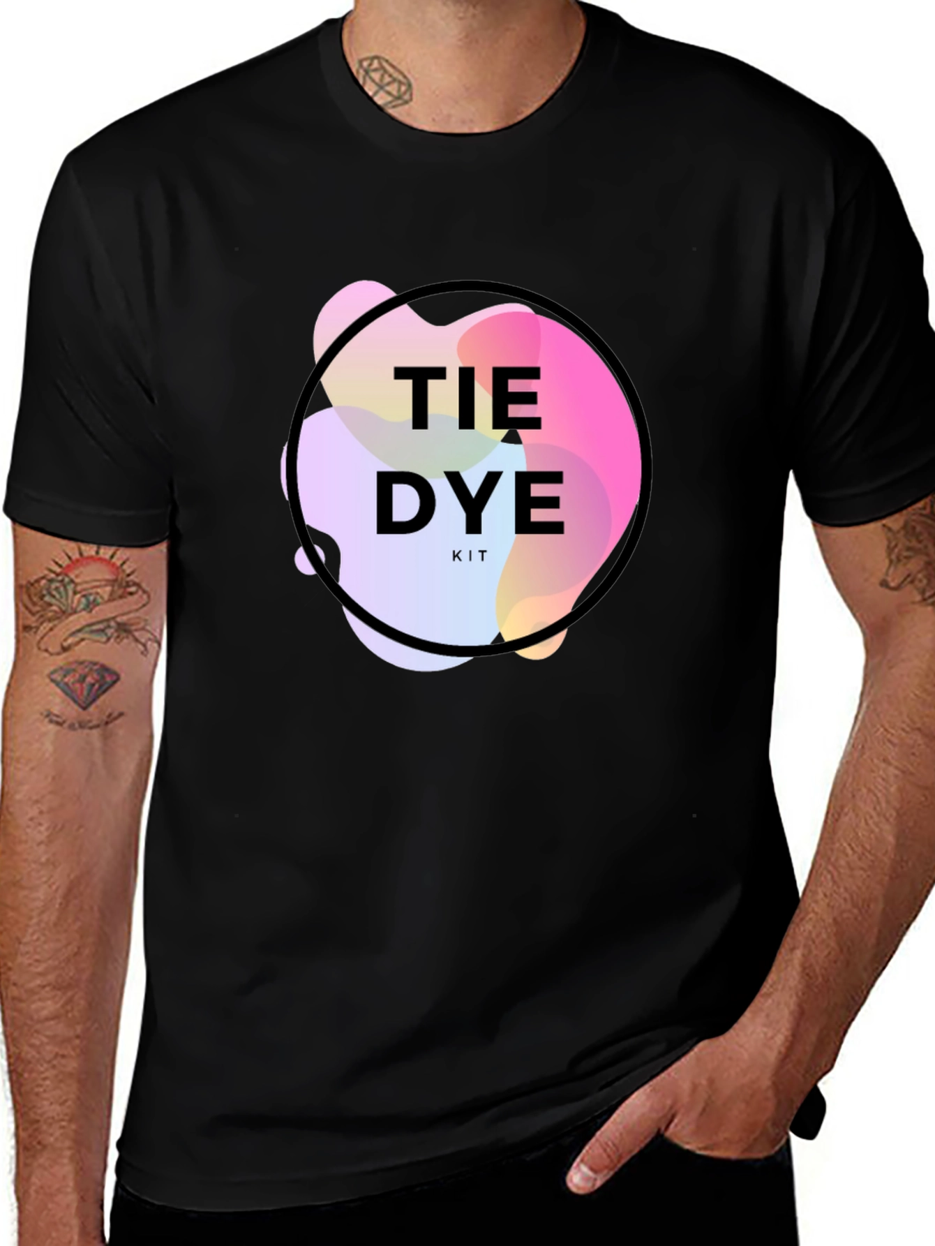 Tie Dye Kit Graphic Tee - Trendy Mens T-Shirt
