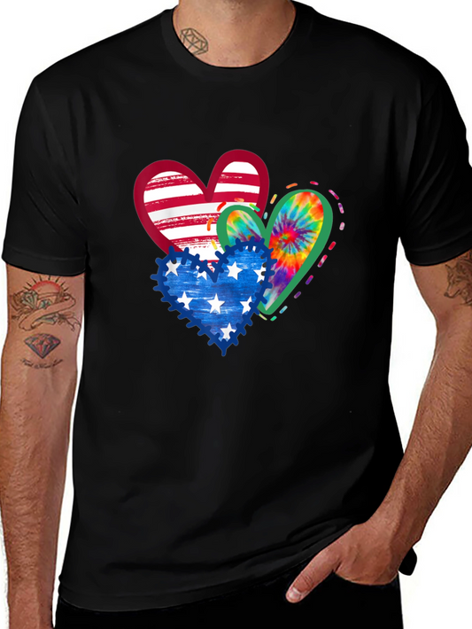 Patriotic Hearts T-Shirt - USA Flag Tie Dye Stars