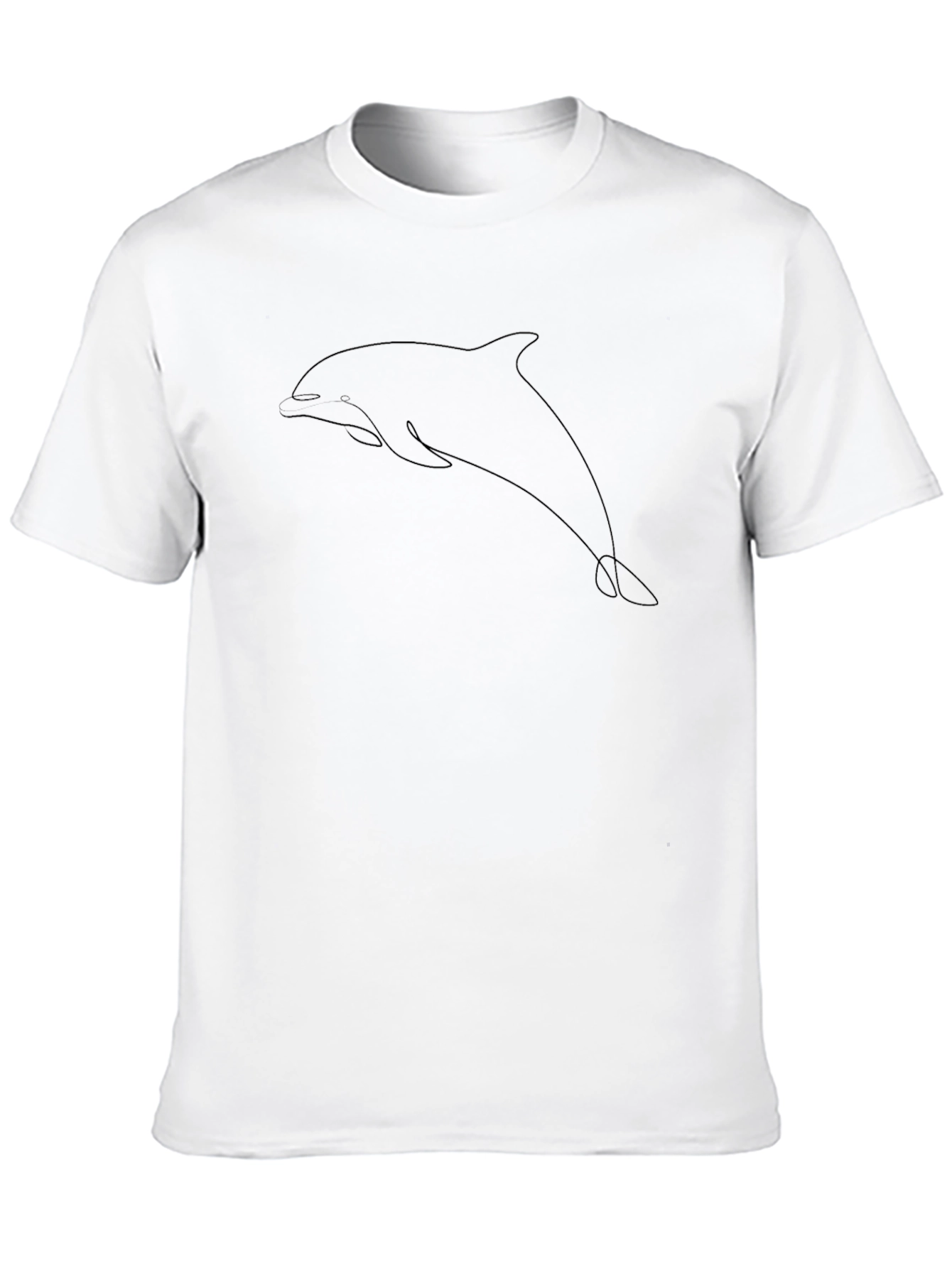Minimalist Dolphin Line Art T-Shirt - Black