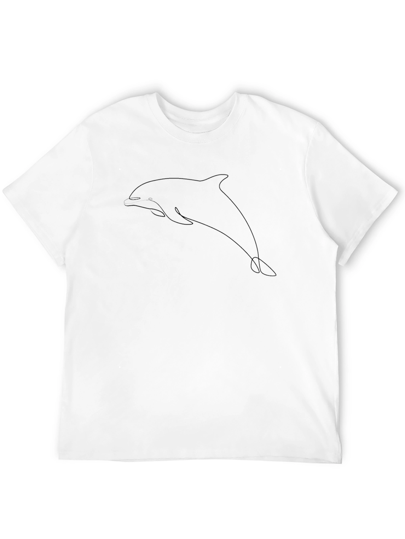 Minimalist Dolphin Line Art T-Shirt - Black
