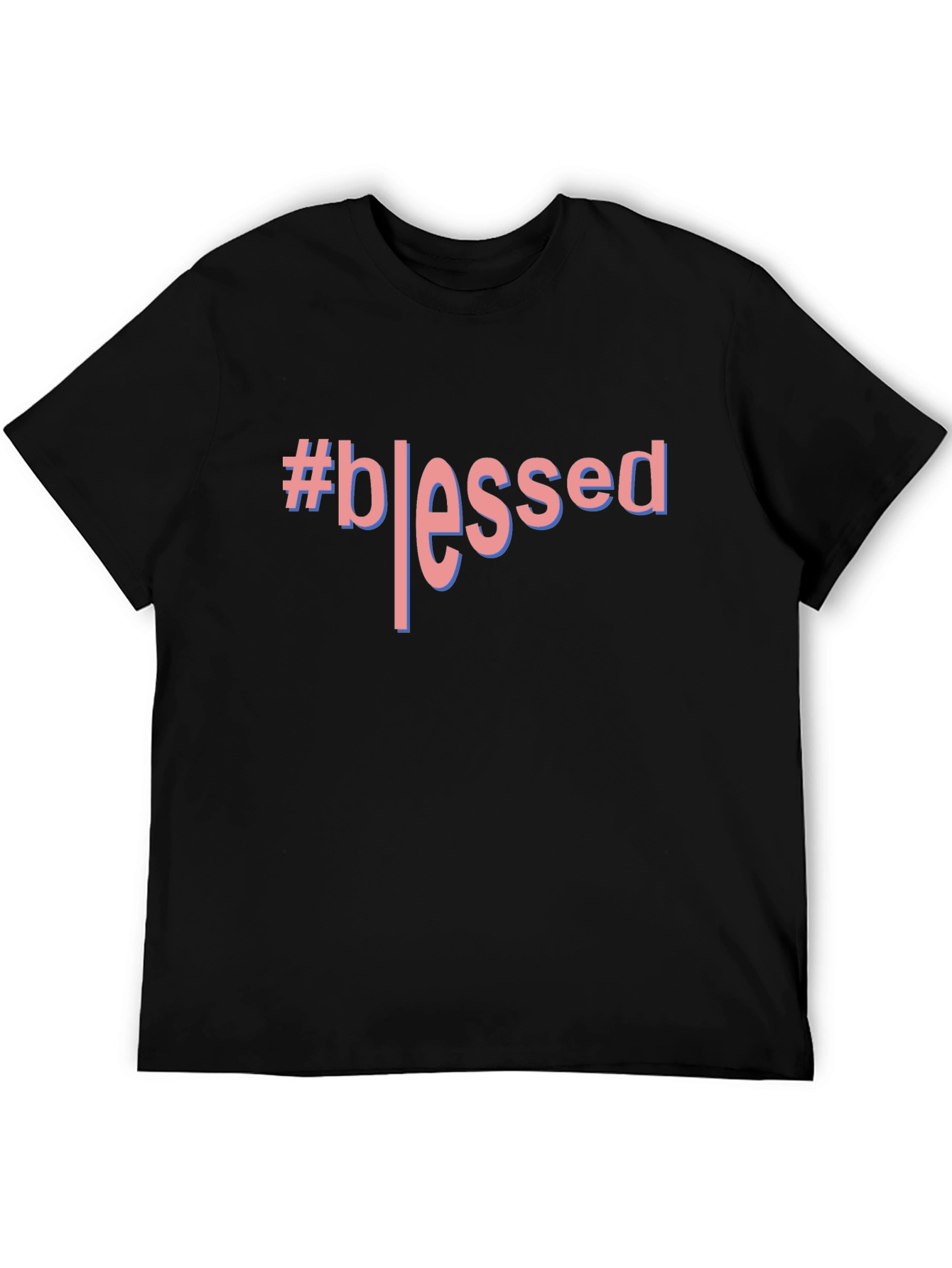 #Blessed Graphic T-Shirt - Black Crew Neck Tee