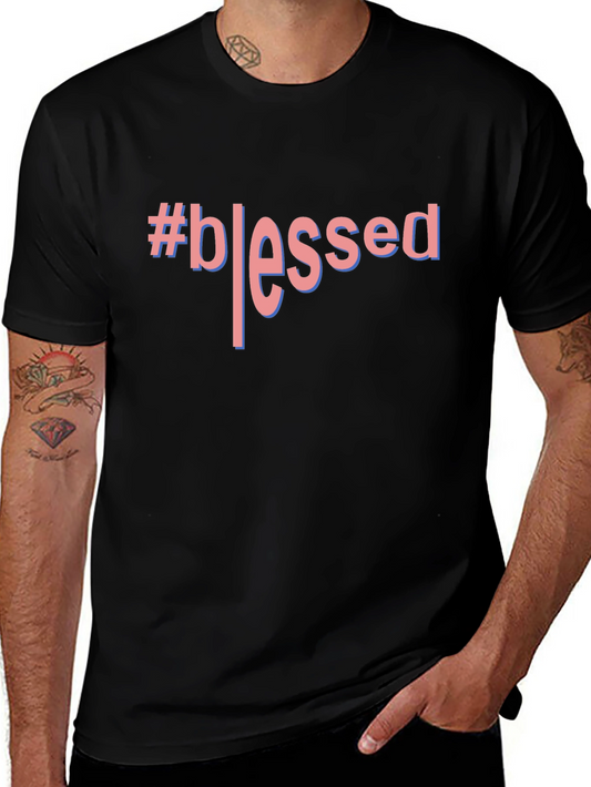 #Blessed Graphic T-Shirt - Black Crew Neck Tee