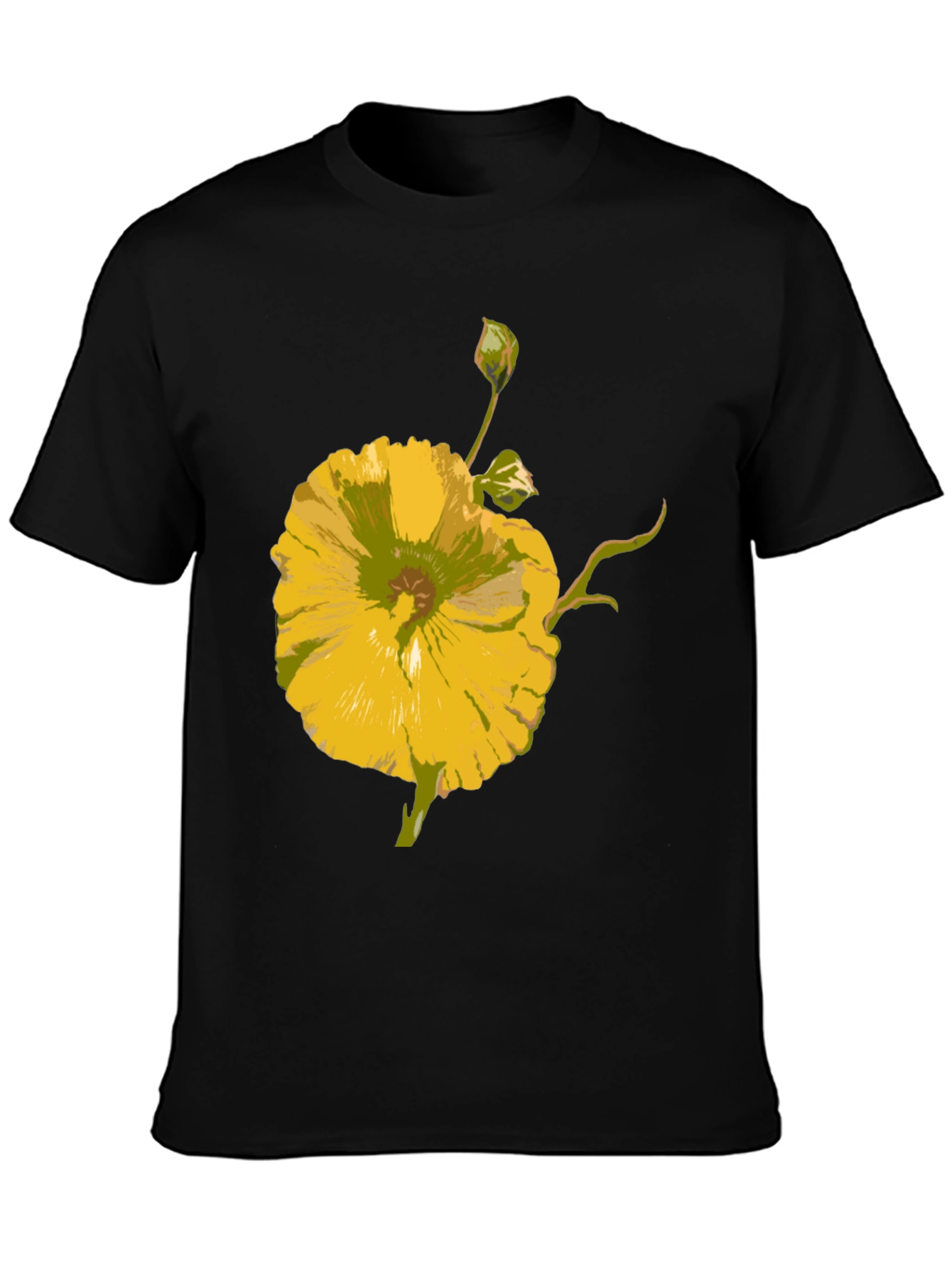 Floral T-Shirt: Yellow Flower Design Casual Wear
