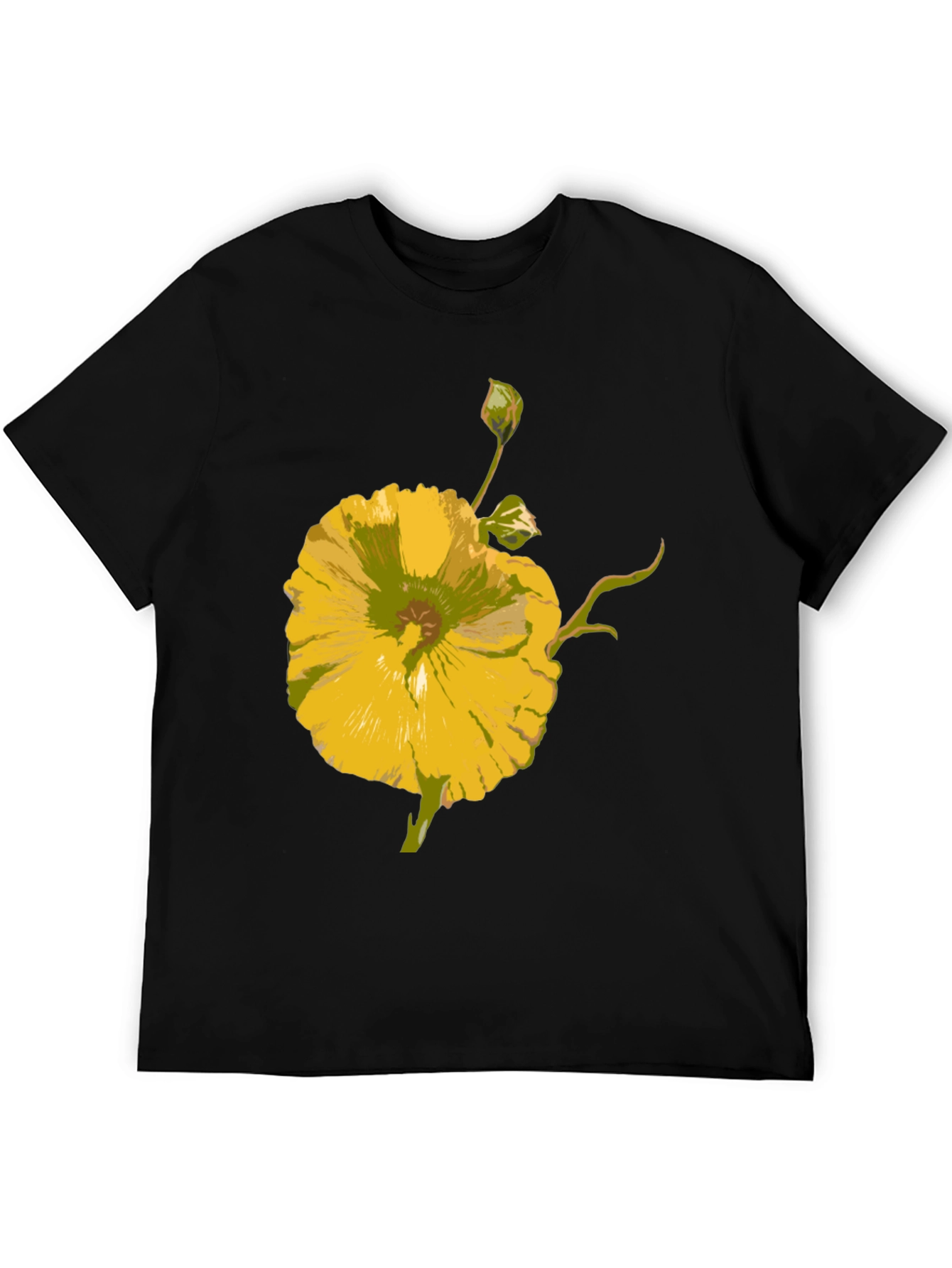 Floral T-Shirt: Yellow Flower Design Casual Wear
