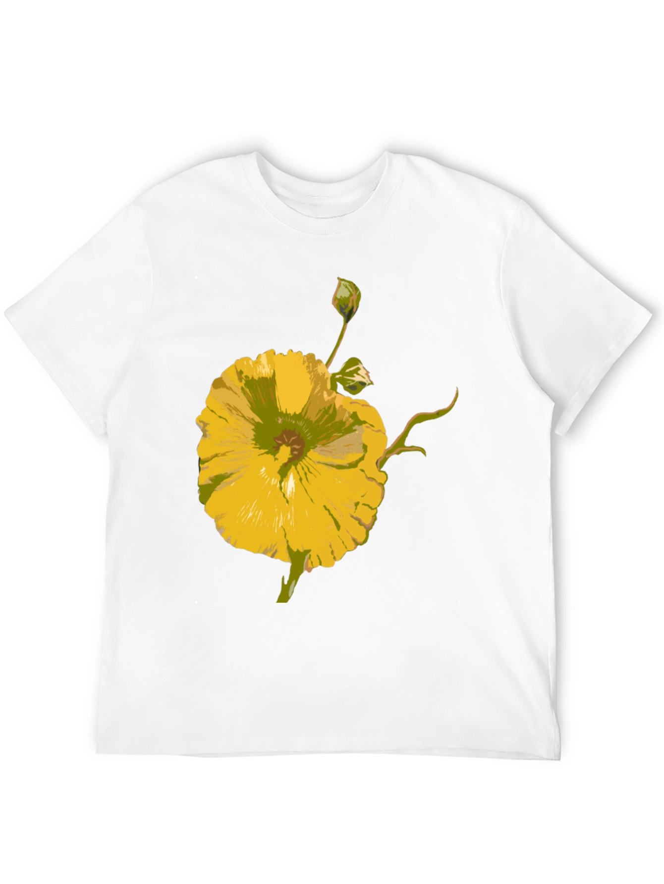 Floral T-Shirt: Yellow Flower Design Casual Wear
