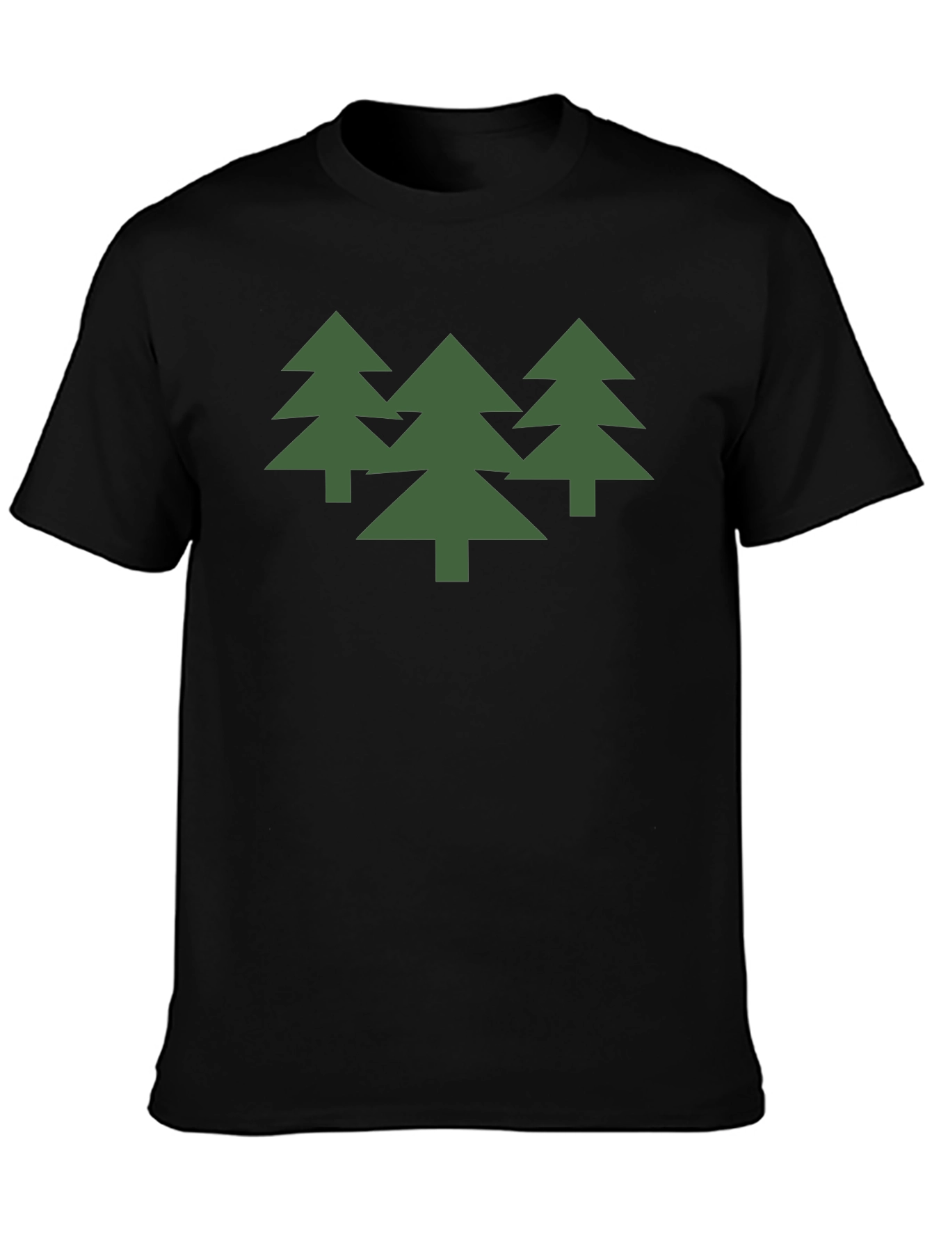 Green Trees Graphic Black T-Shirt