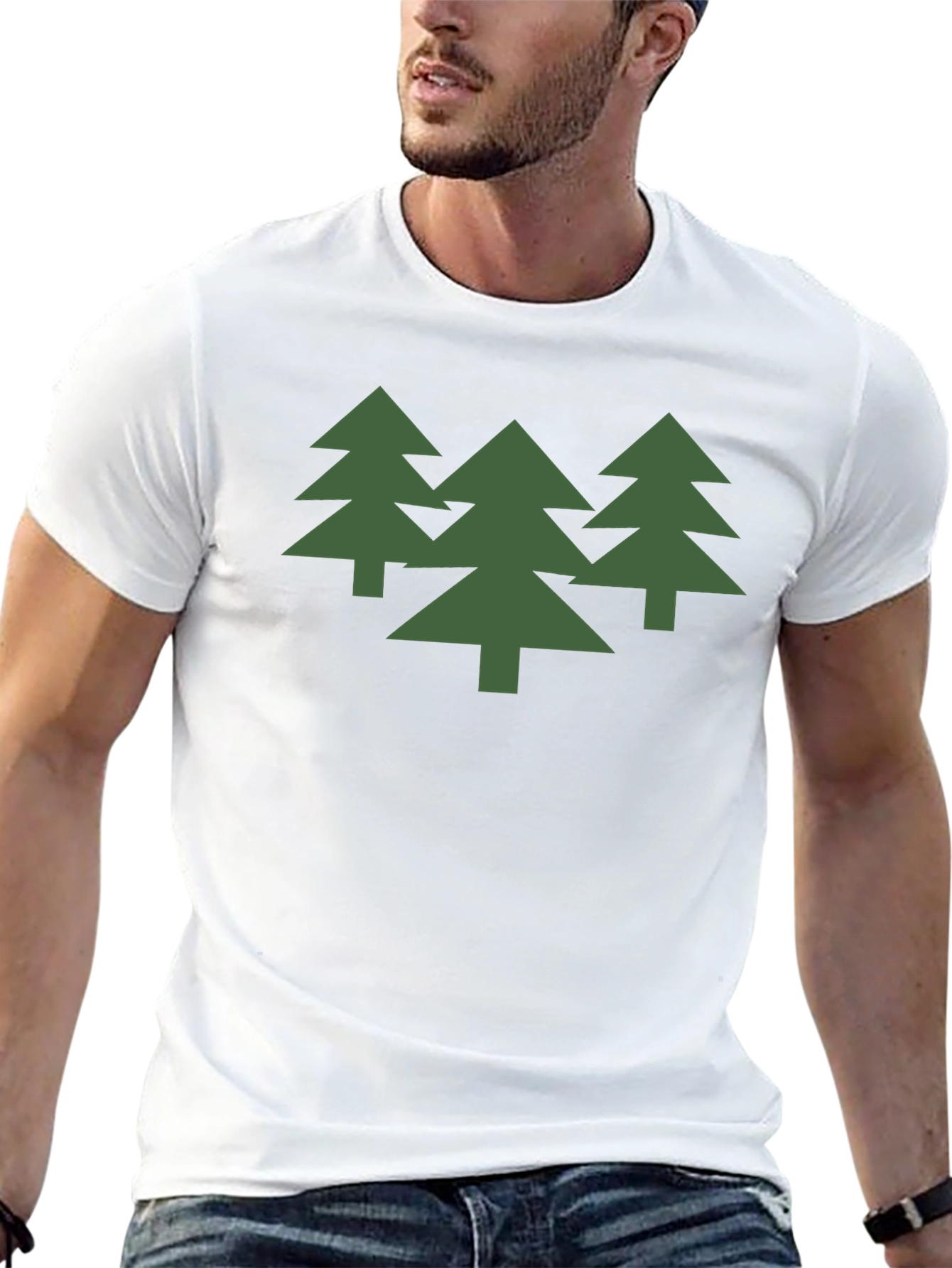 Green Trees Graphic Black T-Shirt