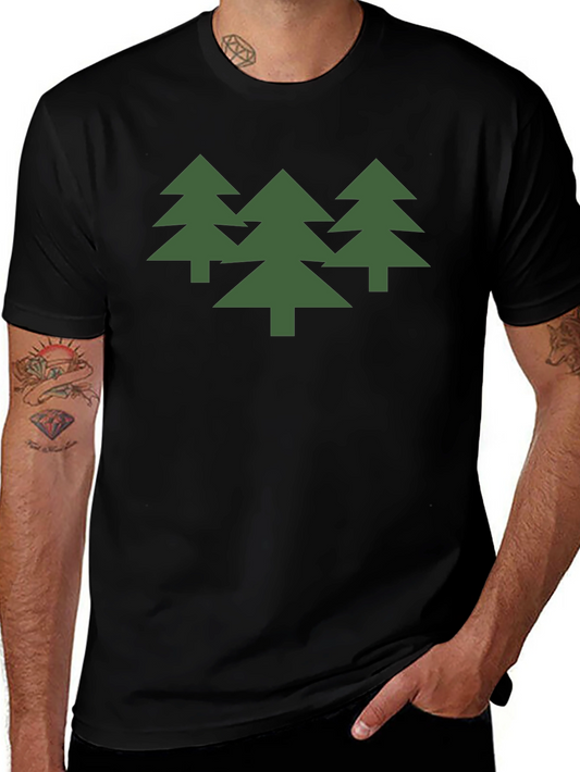 Green Trees Graphic Black T-Shirt