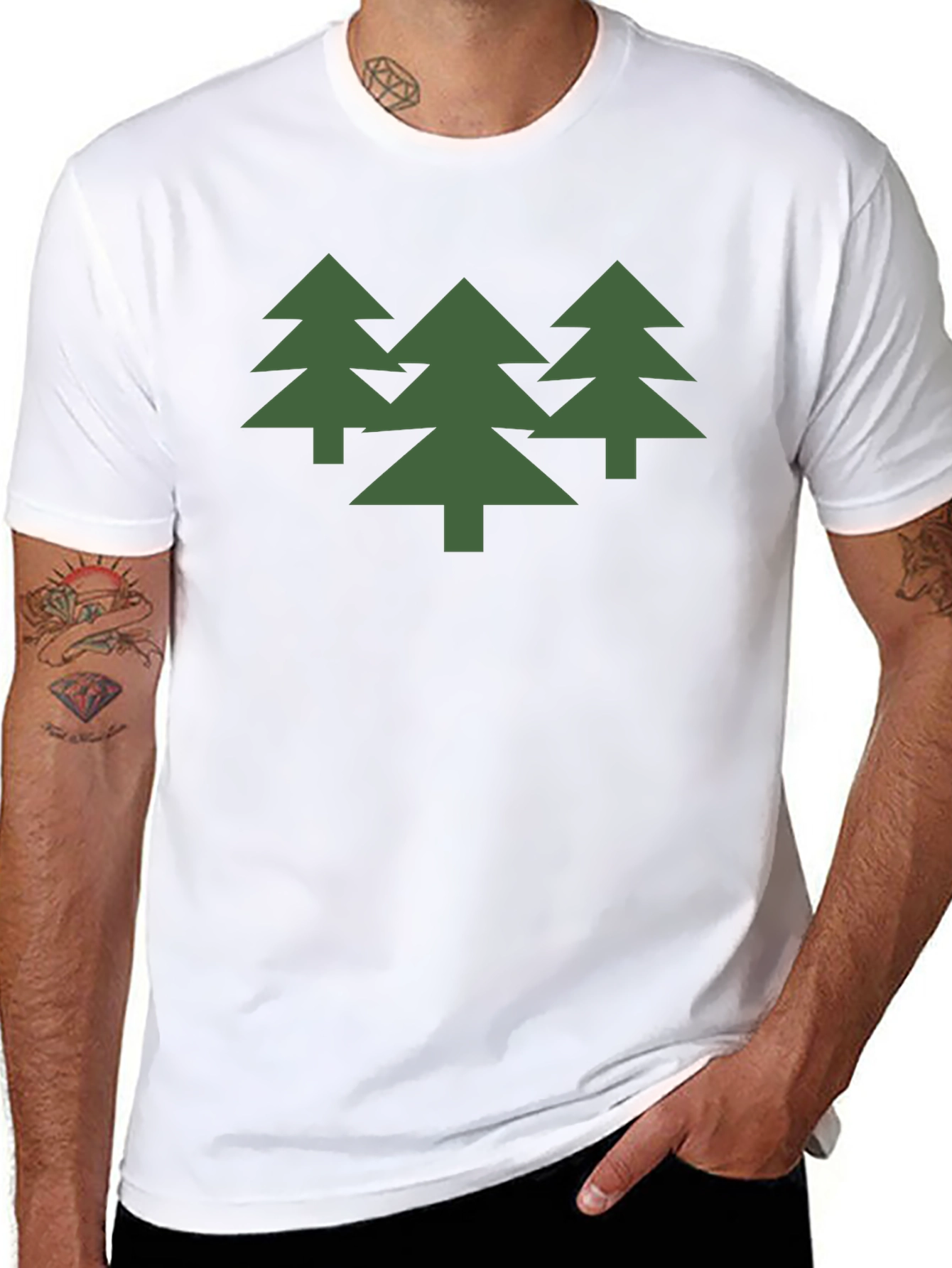 Green Trees Graphic Black T-Shirt