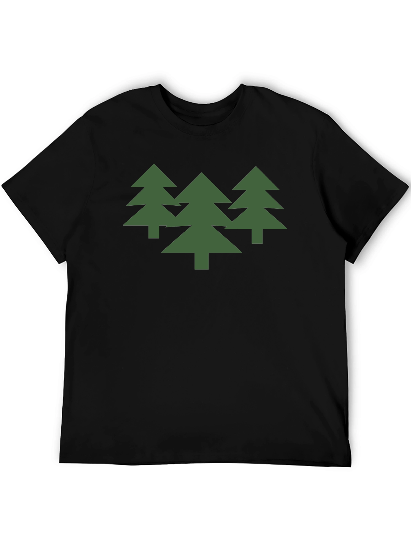 Green Trees Graphic Black T-Shirt