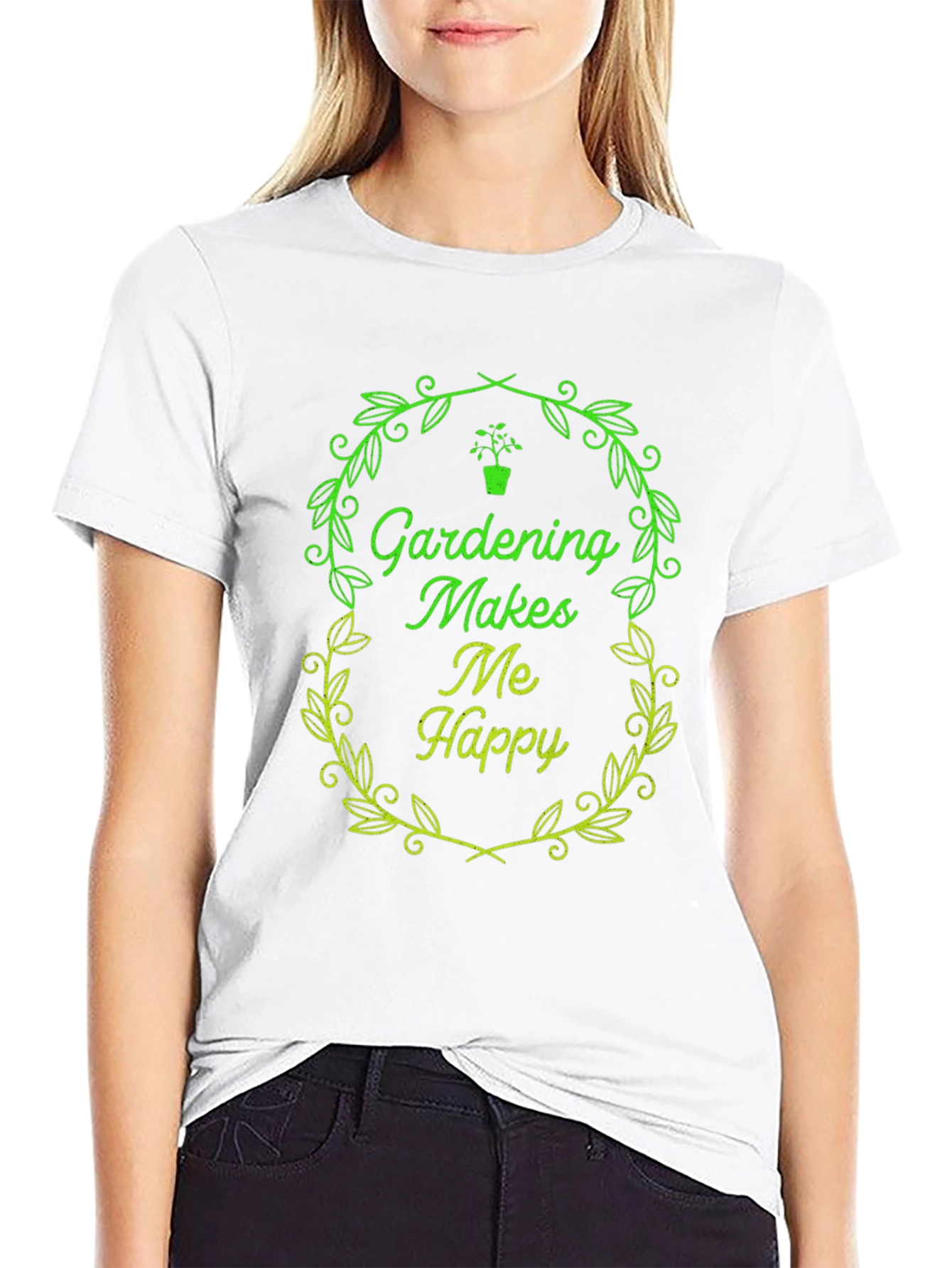 Gardening Makes Me Happy Black T-Shirt