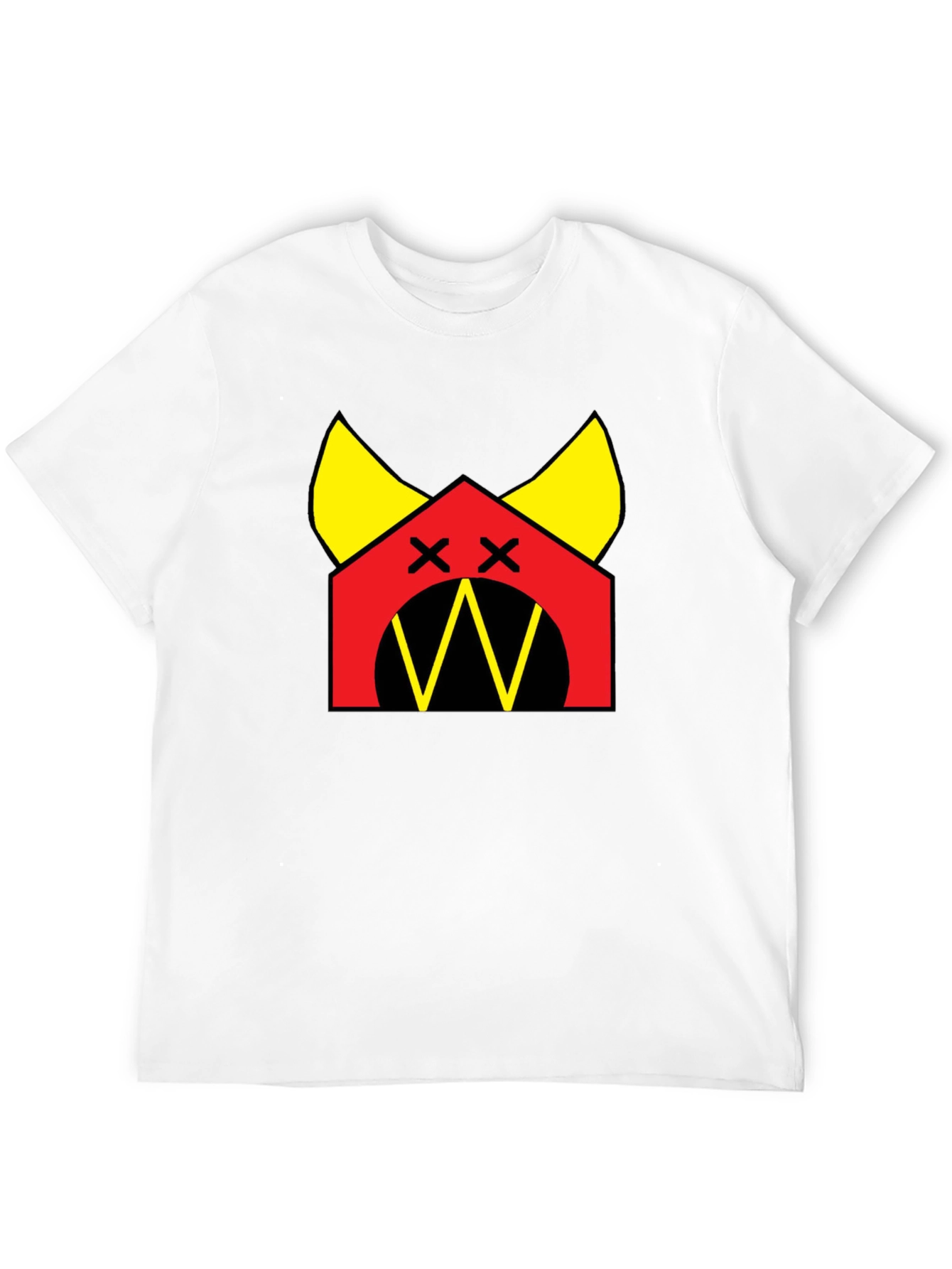 Graphic Tee: Cartoon Dog House Design Black Cotton