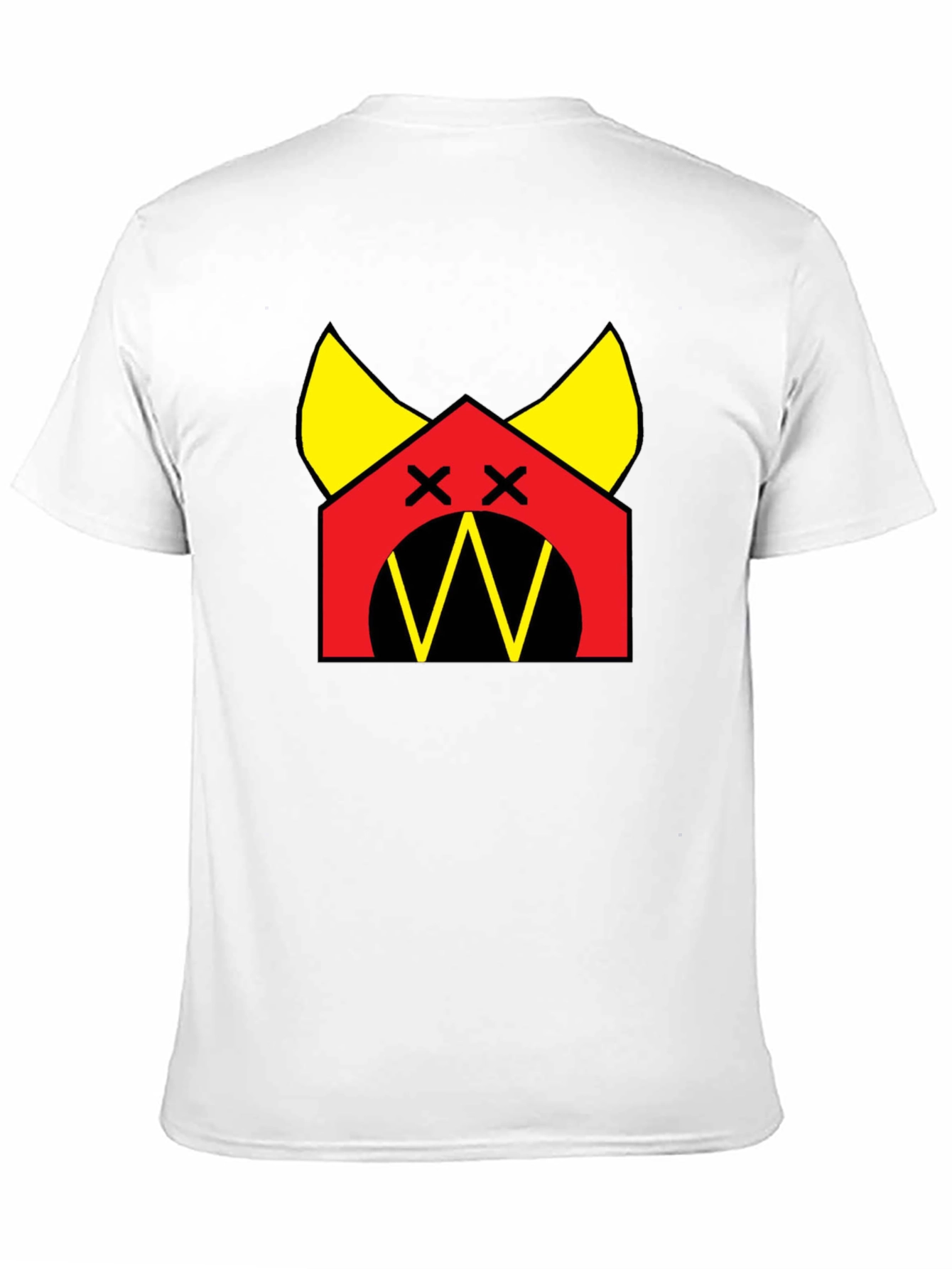 Graphic Tee: Cartoon Dog House Design Black Cotton