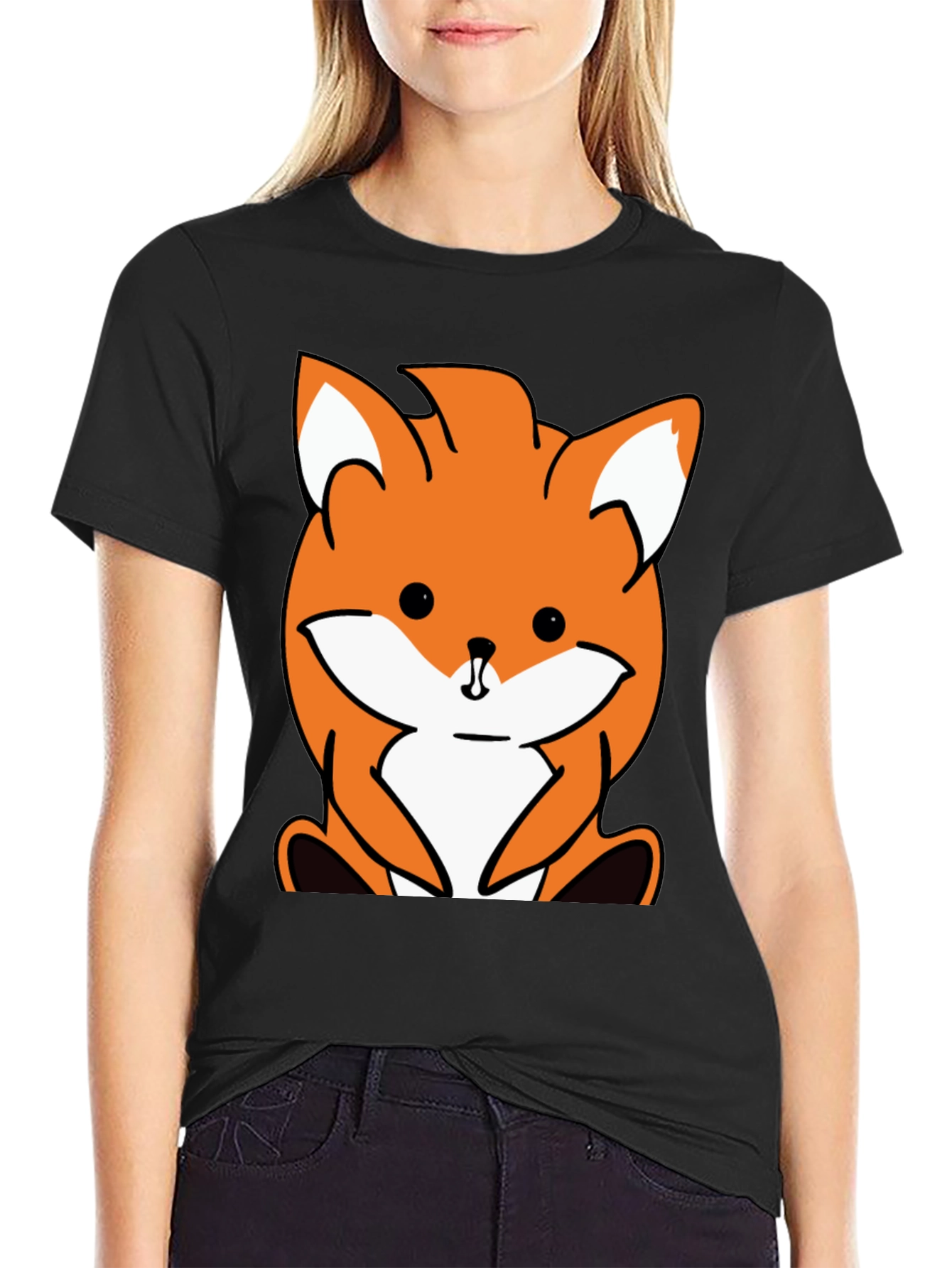 Cute Fox Graphic Tee - Black Unisex T-Shirt